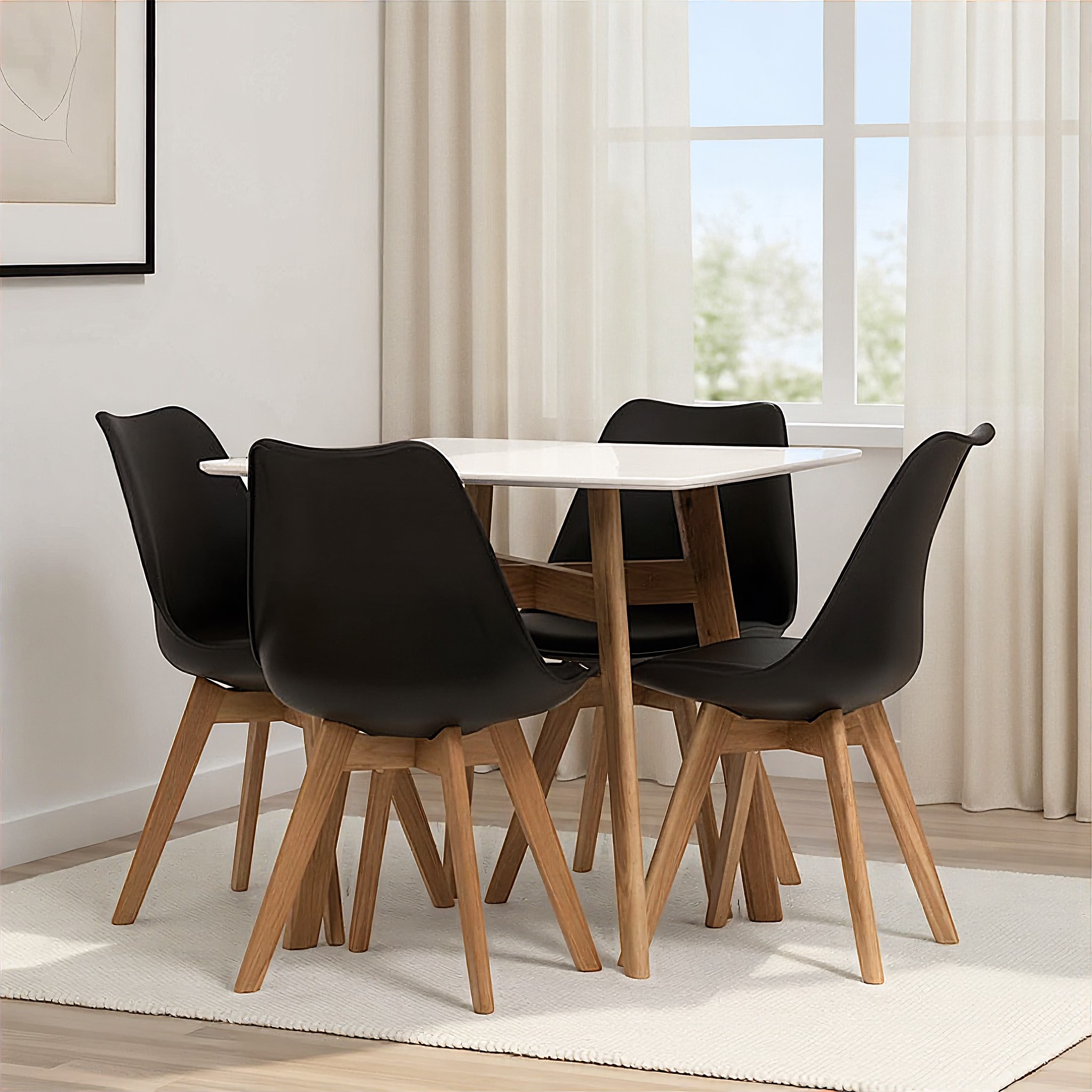 Carson 5 Piece Square Dining Set - W80, Black