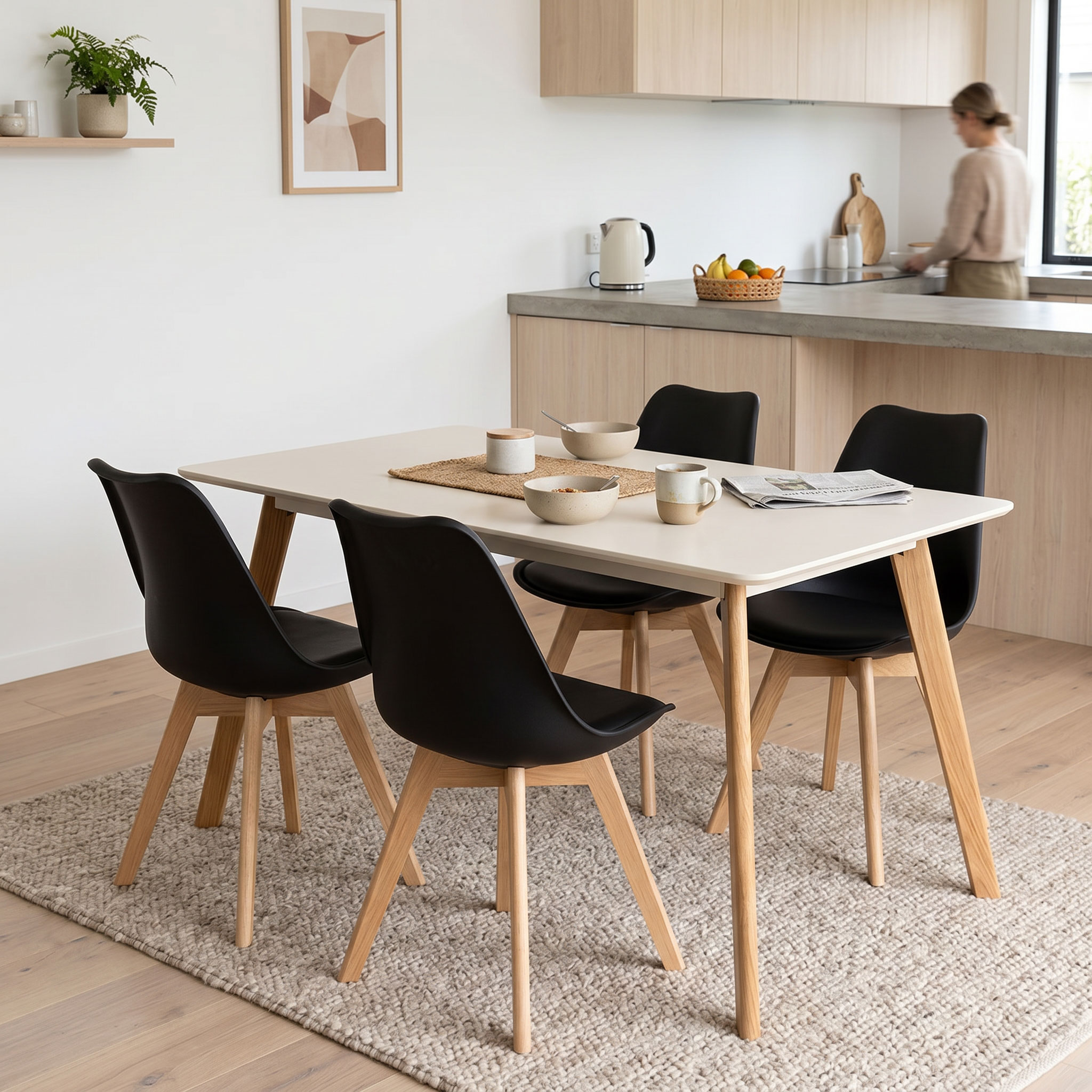 Carson 5 Piece Dining Set - W120, Black