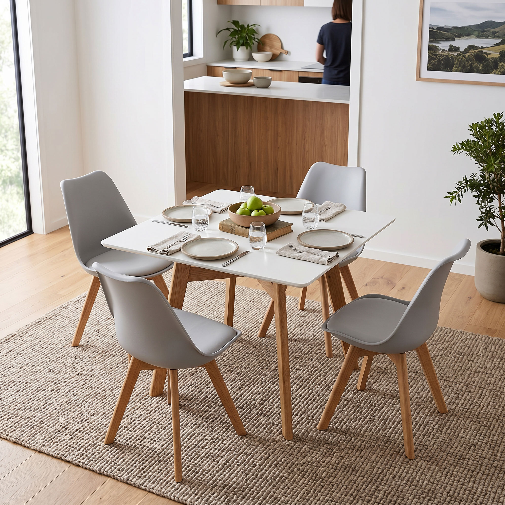 Carson 5 Piece Square Dining Set - W80, Grey