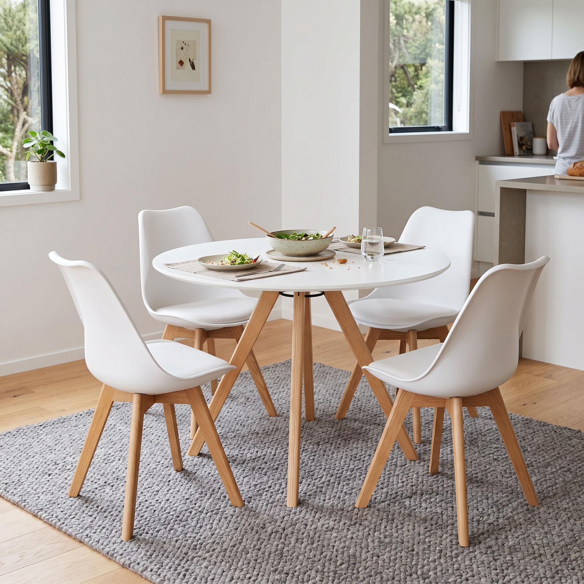 Carson 5 Piece Dining Set - W100, White
