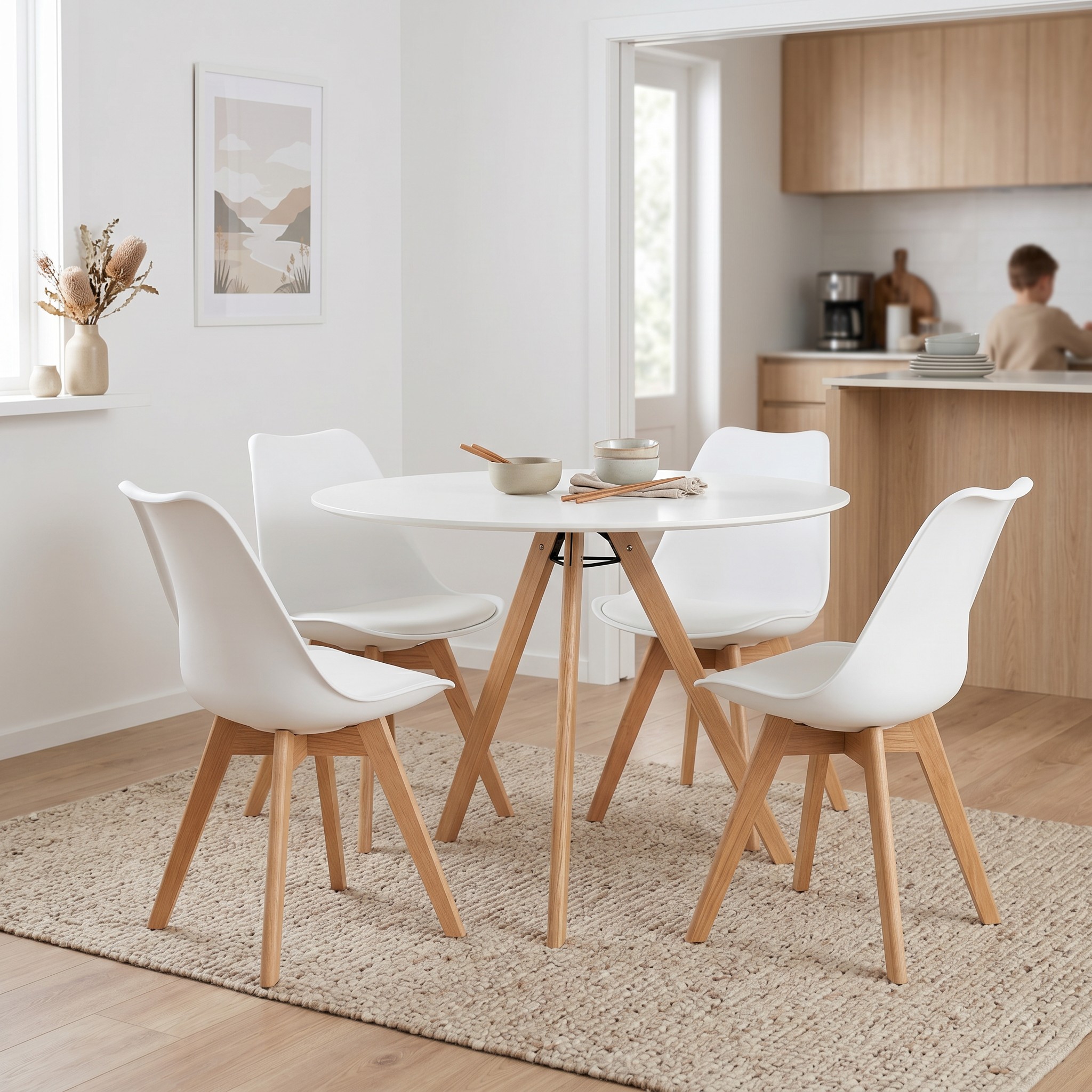 Carson 5 Piece Dining Set - W100, White