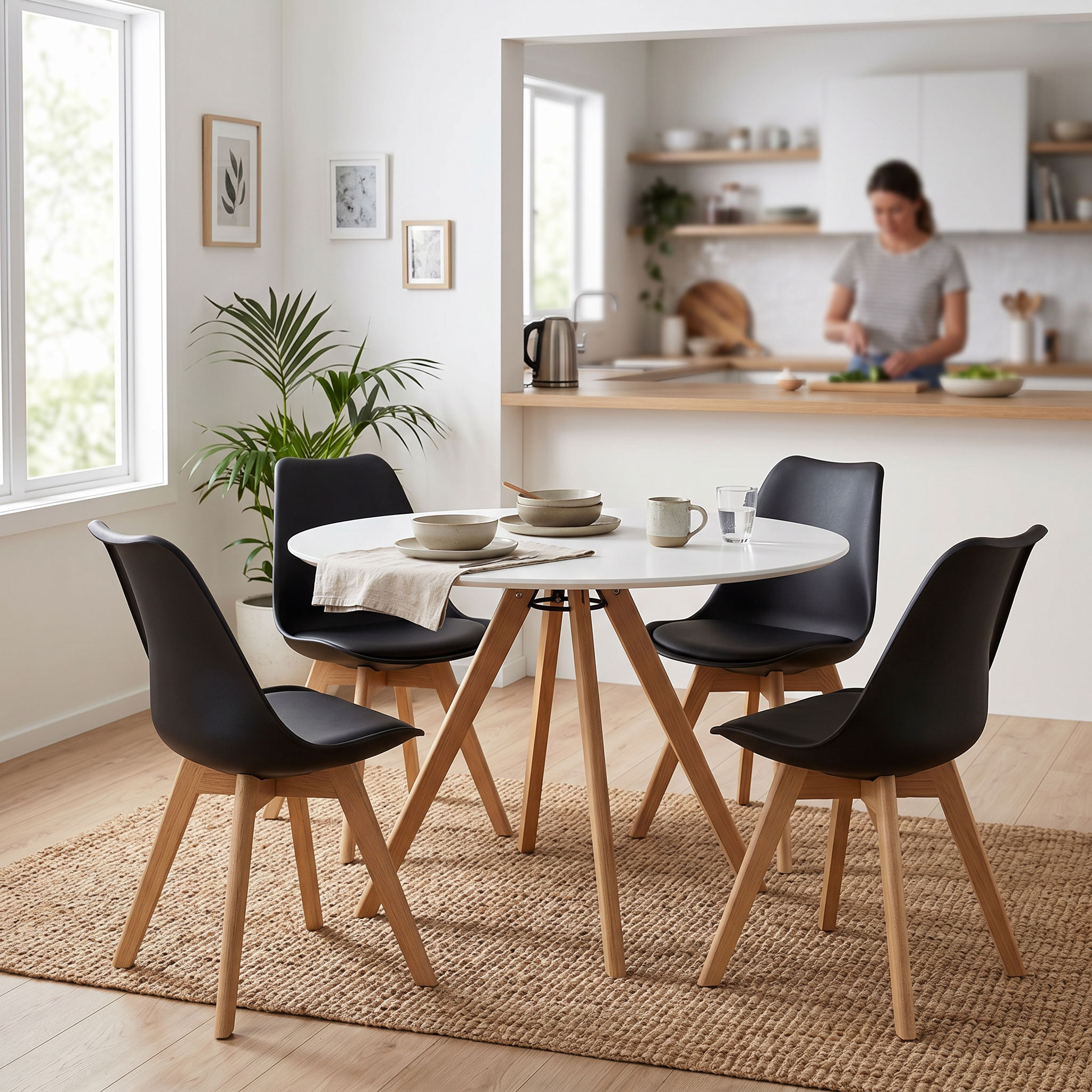Carson 5 Piece Dining Set - W100, Black