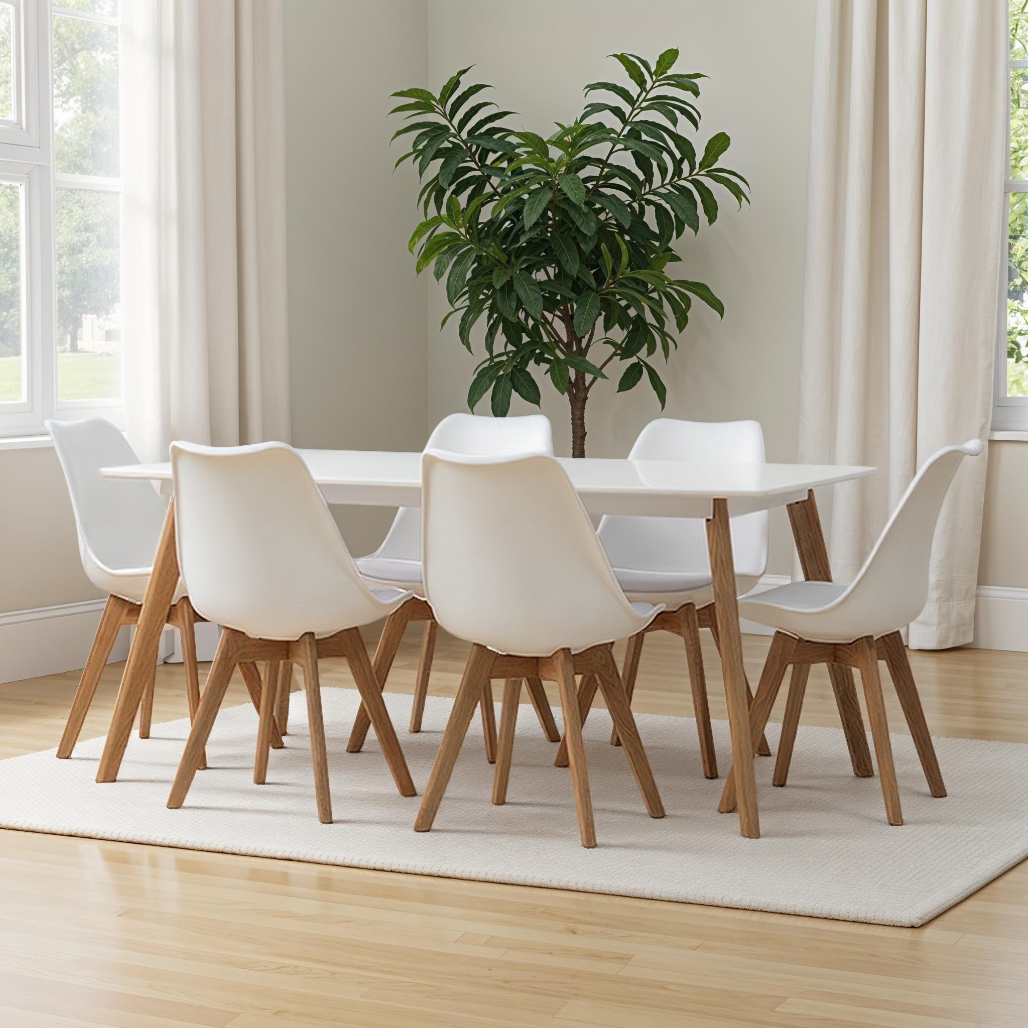 Carson 7 Piece Dining  Set - W160, White