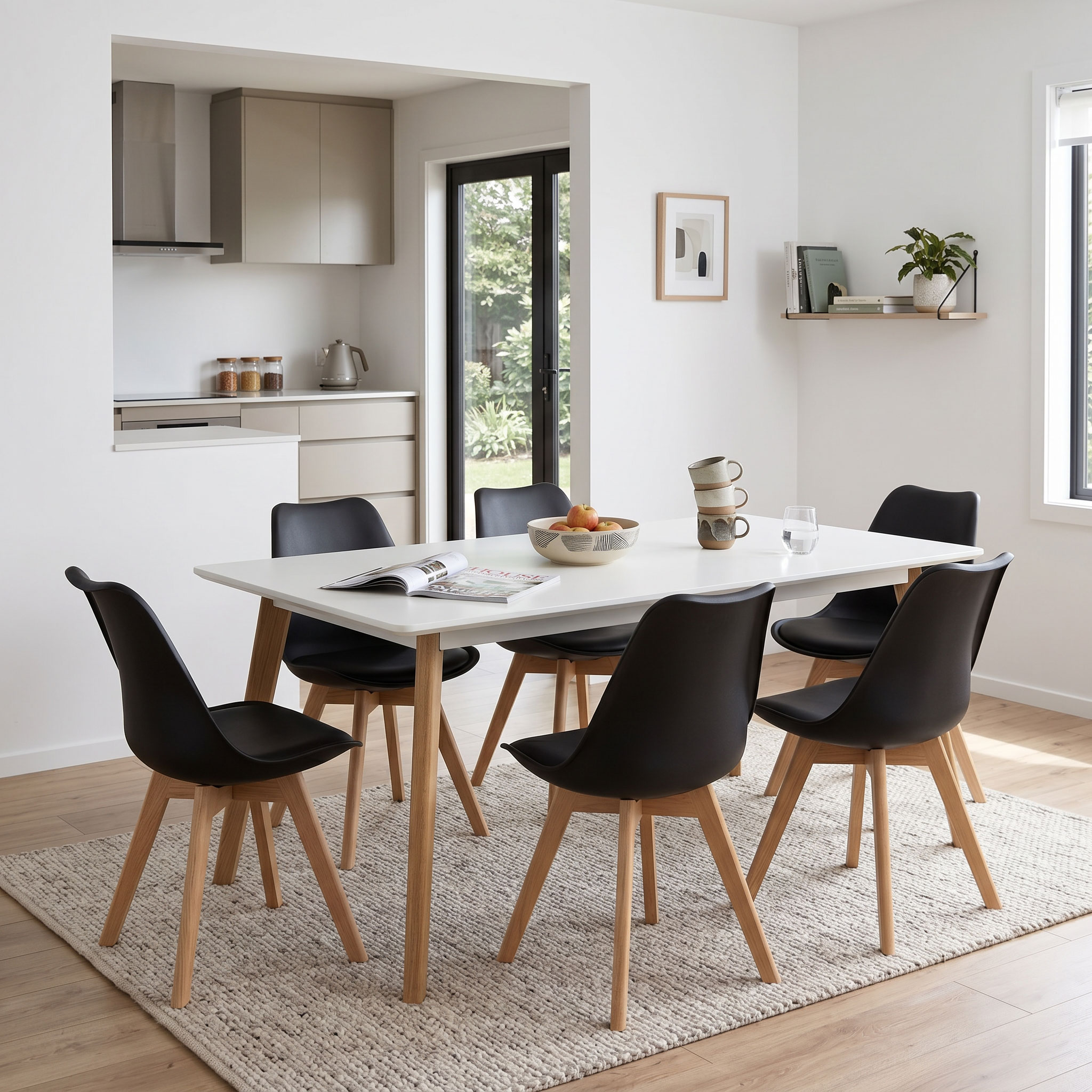 Carson 7 Piece Dining  Set - W160, Black