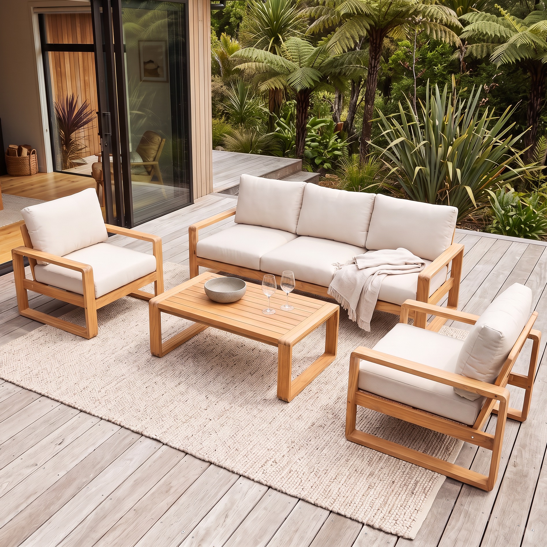 Catania 4 Piece Outdoor Lounge Set With Coffee Table