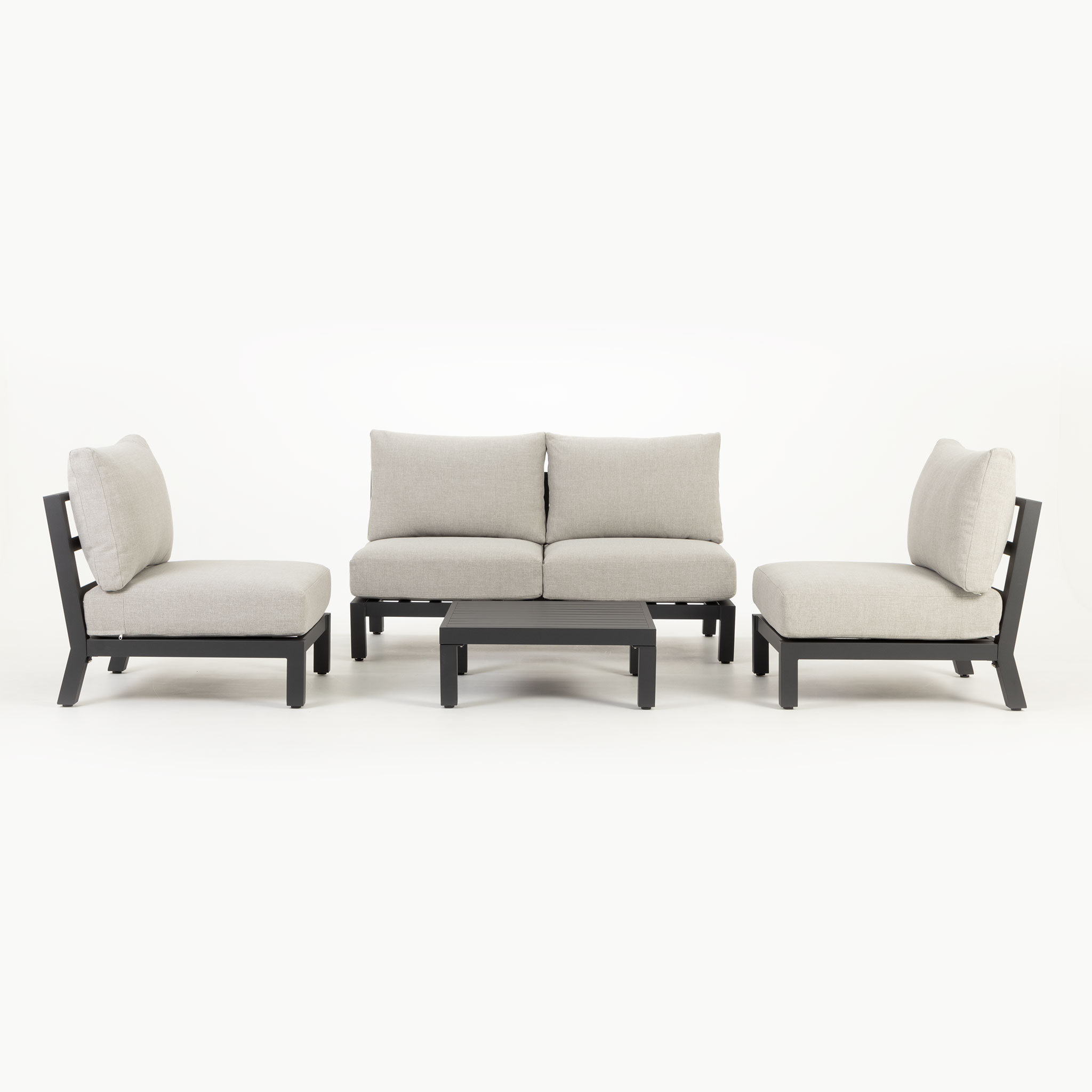 Catalina 4 Piece Outdoor Lounge Set With Coffee Table - W77, Gunmetal