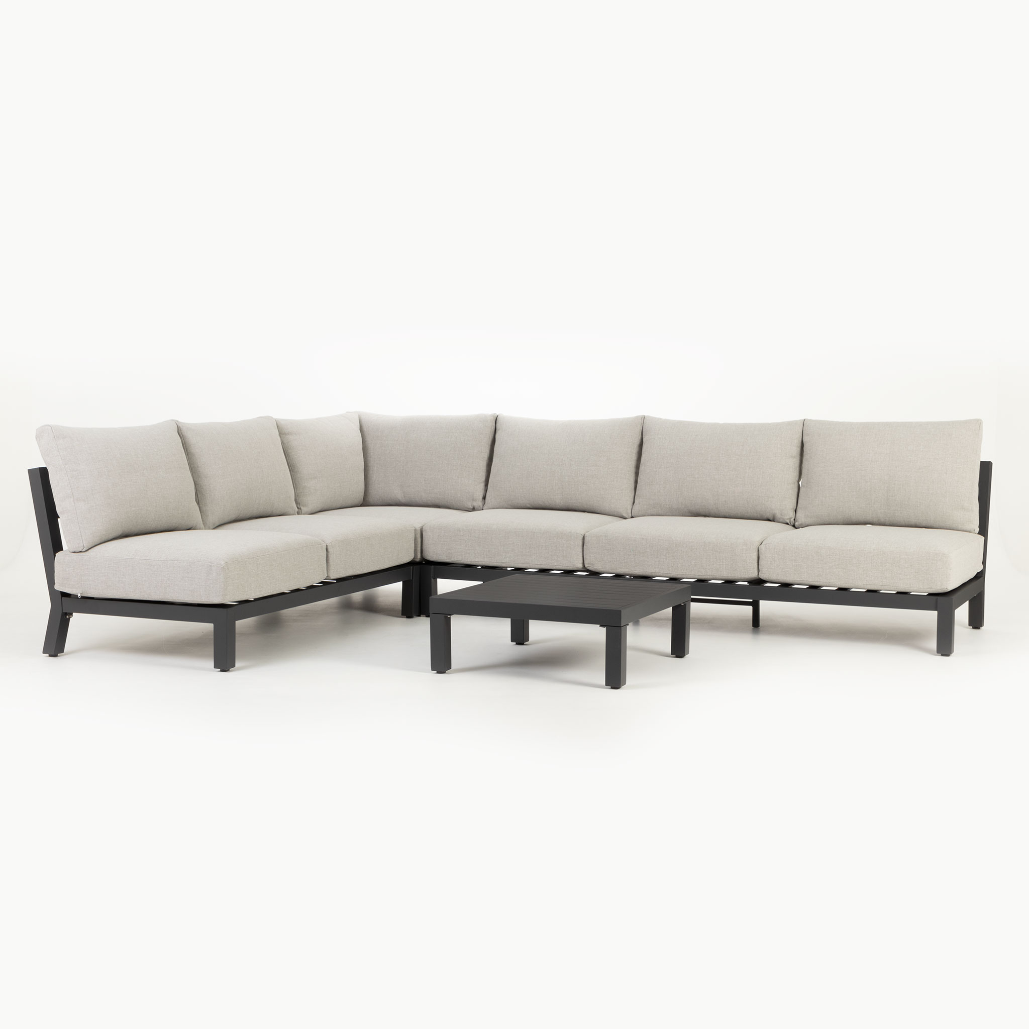 Catalina 4 Piece Outdoor Corner Lounge Set With Coffee Table - W77, Gunmetal