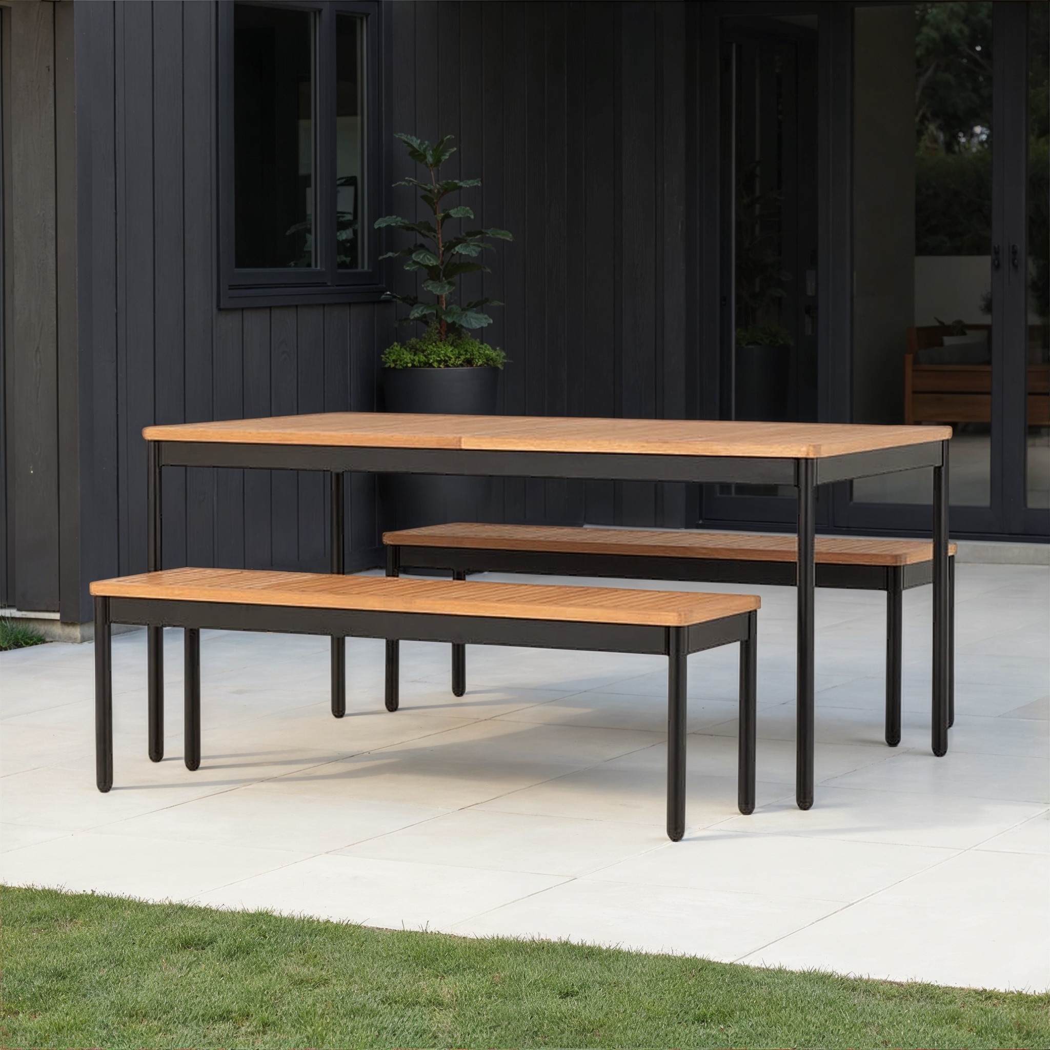 Cayman 3 Piece Outdoor Dining Set, Black