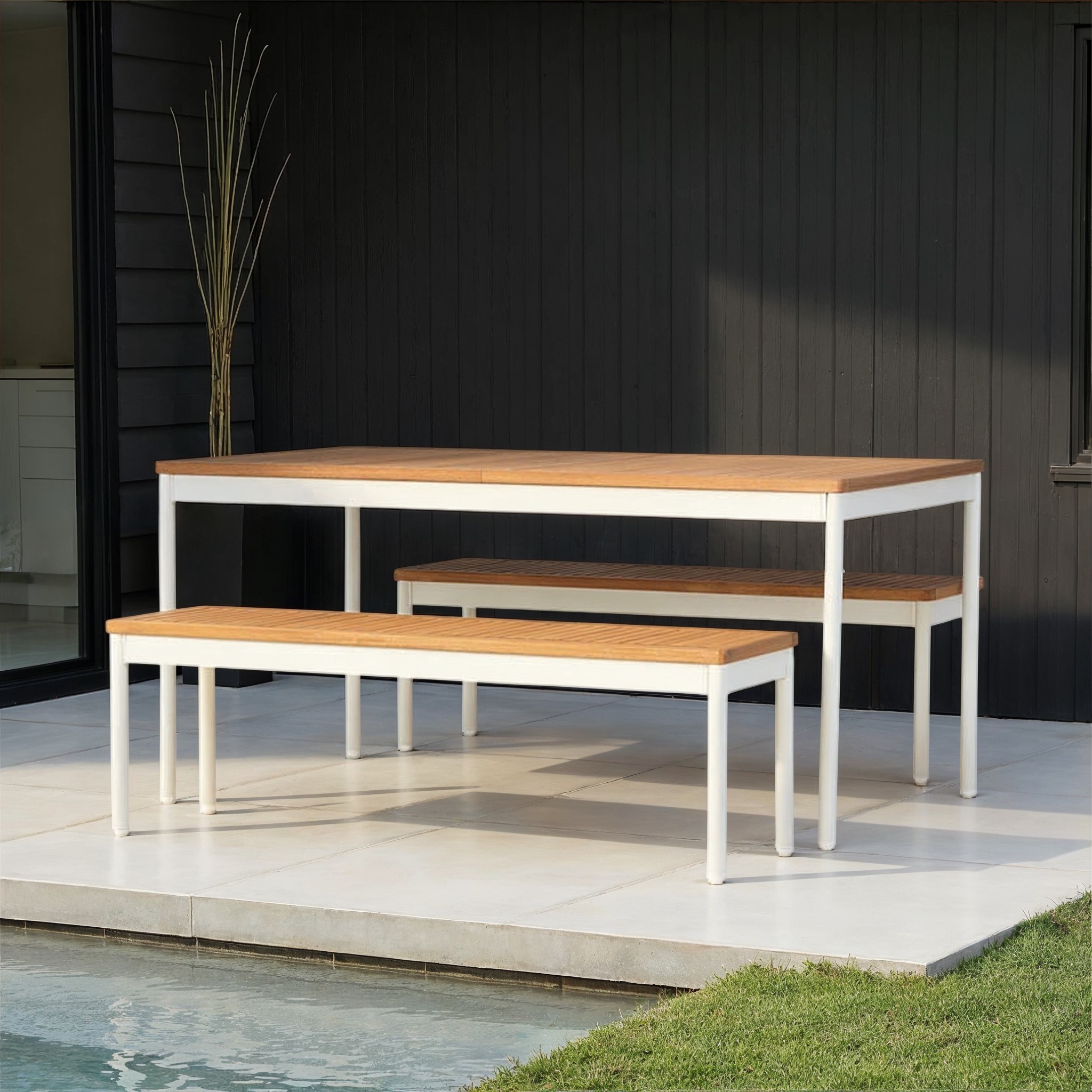 Cayman 3 Piece Outdoor Dining Set, White