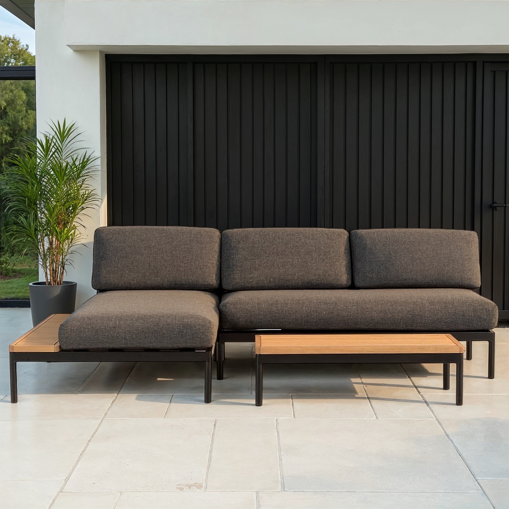 Cayman 3 Piece Outdoor Lounge Set with Coffee Table, Black