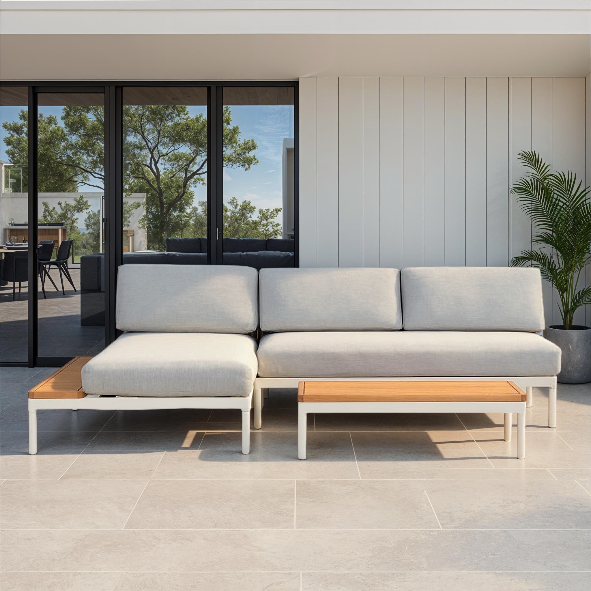 Cayman 3 Piece Outdoor Lounge Set with Coffee Table, White