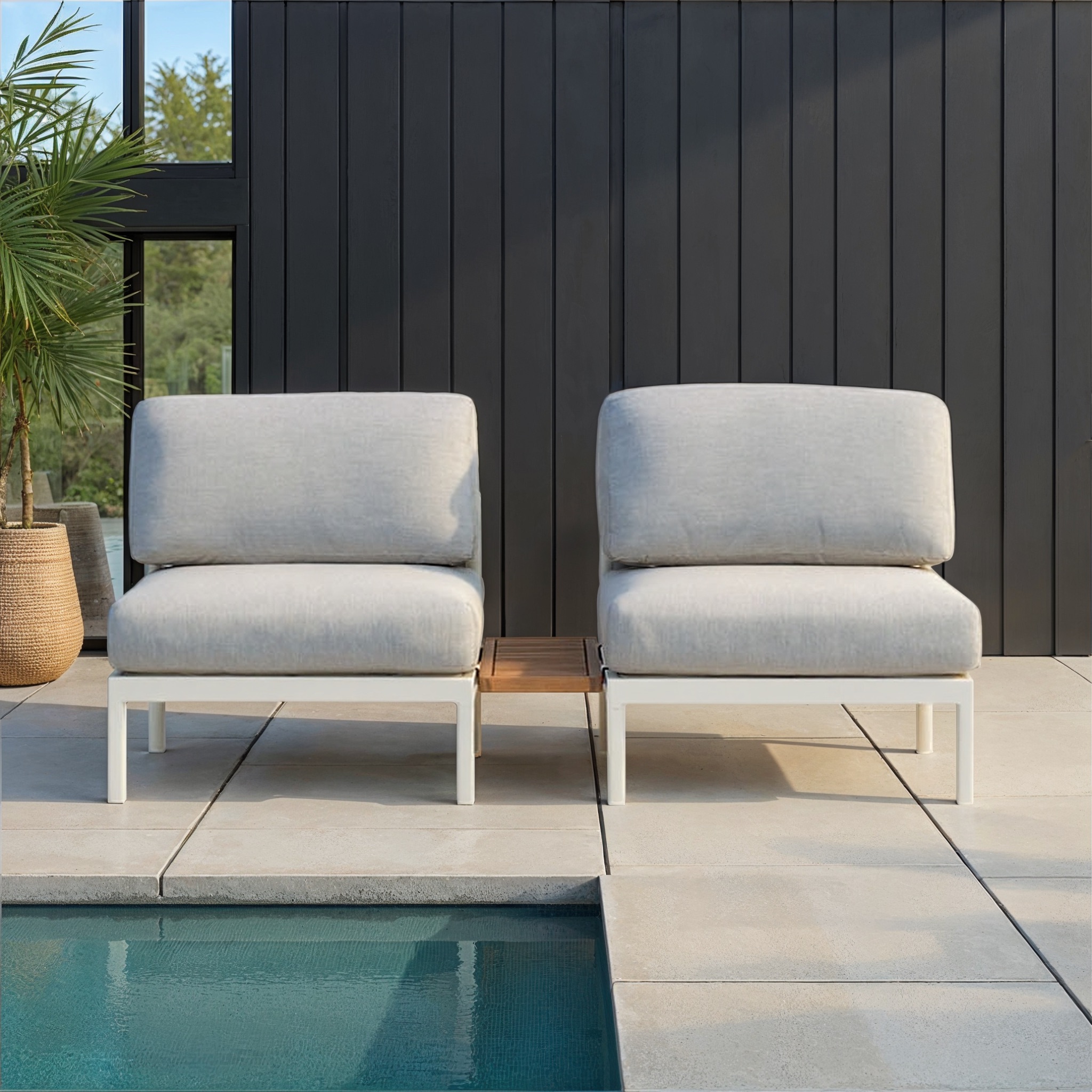 Cayman 3 Piece Outdoor Lounge Set with Side Table, White