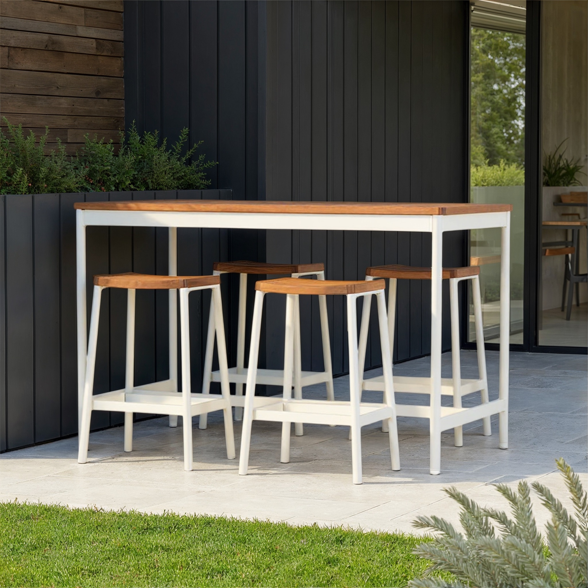 Cayman 5 Piece Outdoor Bar Set, White