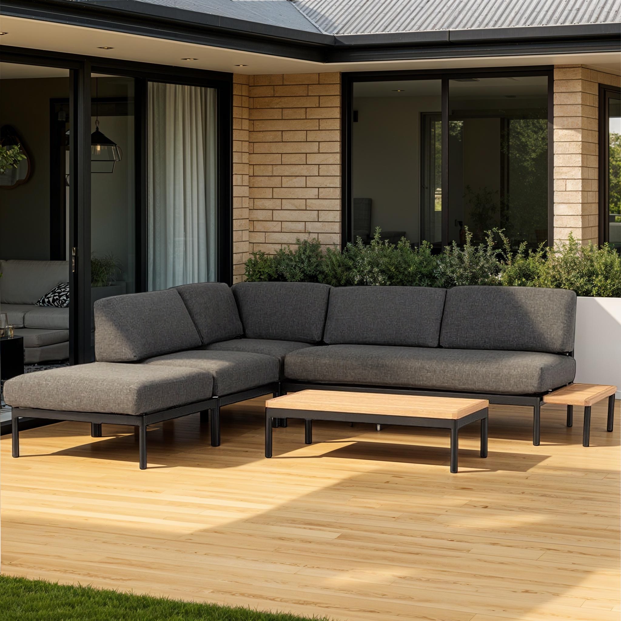 Cayman 6 Piece Outdoor Lounge Set with Coffee Table, Black