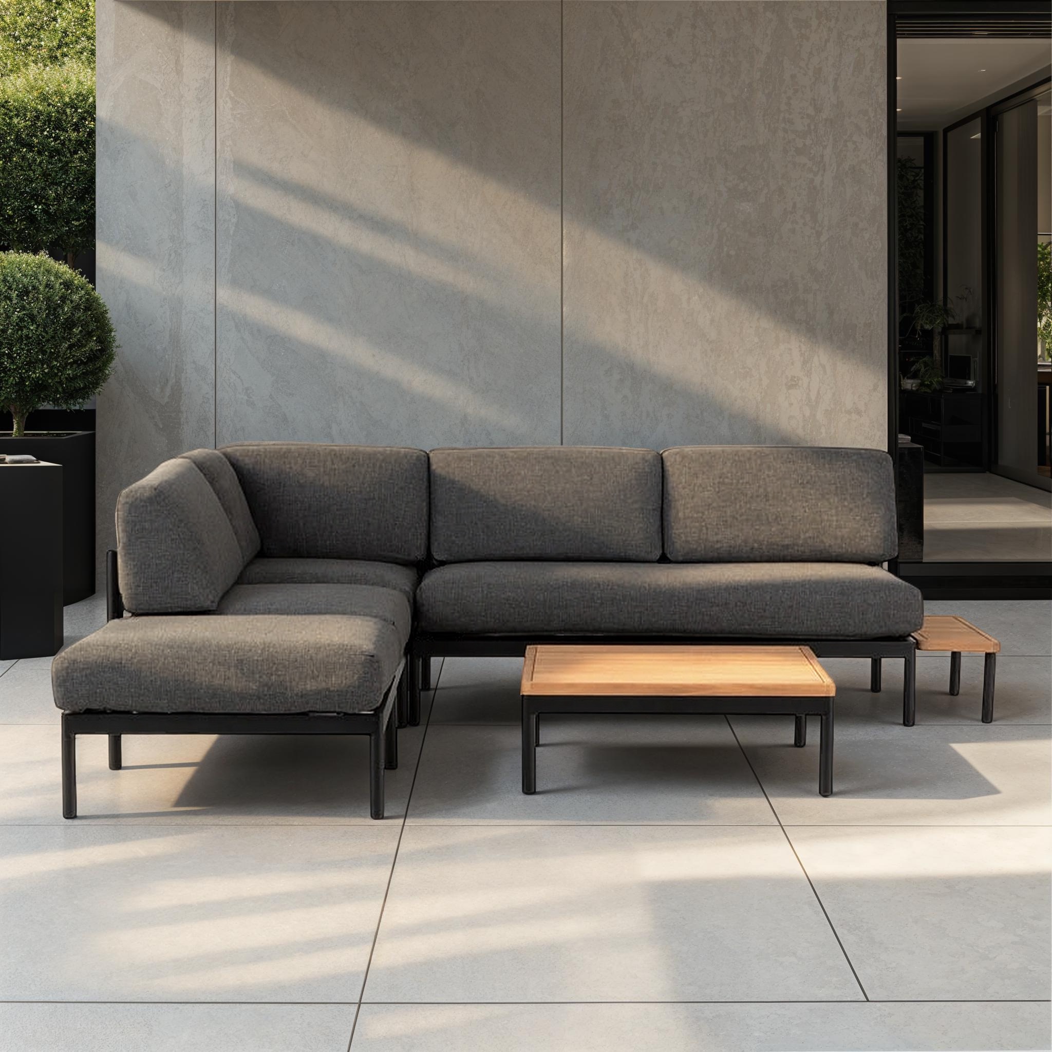 Cayman 6 Piece Outdoor Lounge Set with Square Coffee Table, Black