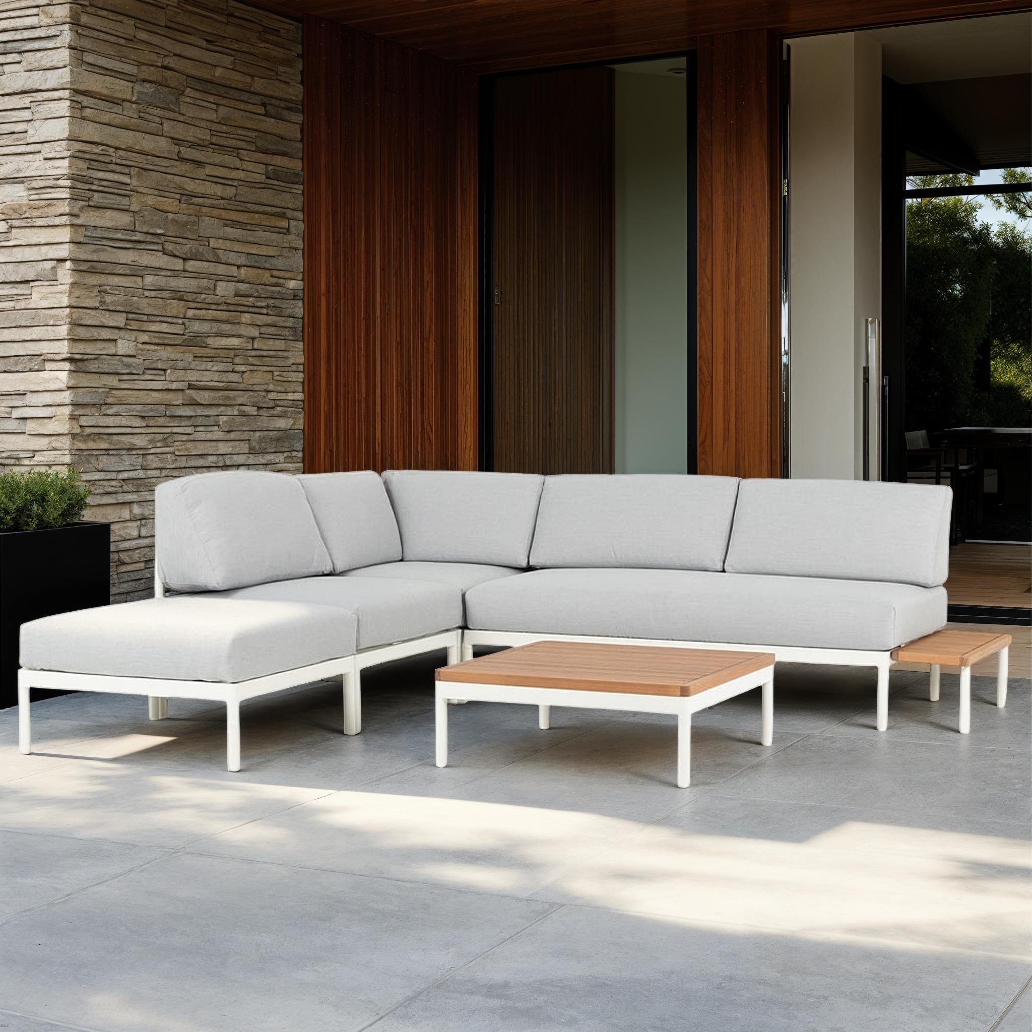 Cayman 6 Piece Outdoor Lounge Set with Square Coffee Table, White