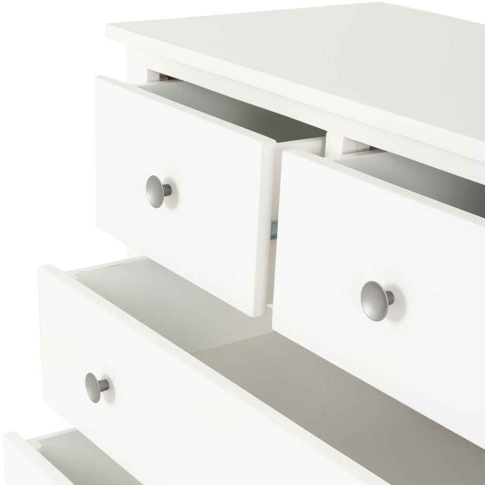 Chelsea 5 Piece Bedroom Set with Queen Bed Frame With 2 Drawers Bedside, White