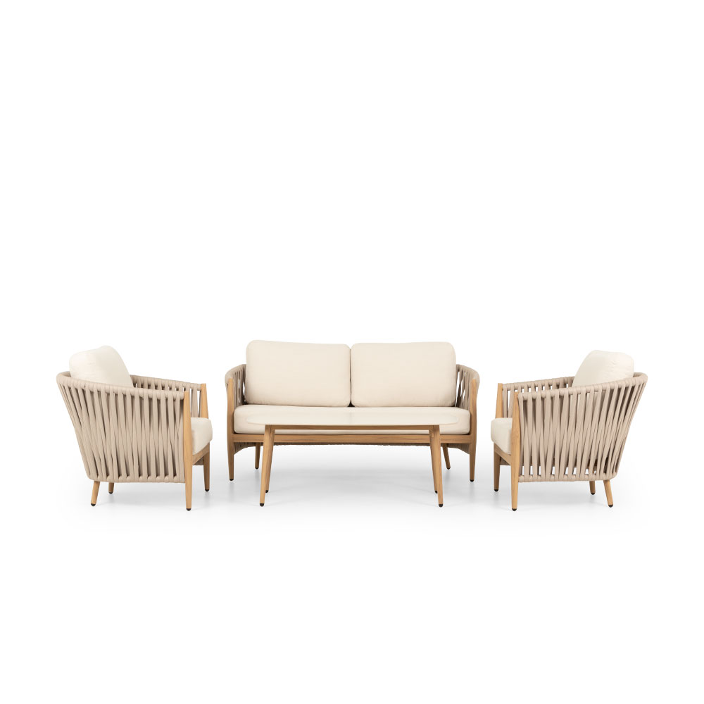 Coast 4 Piece Outdoor Lounge Set with Coffee Table, Natural