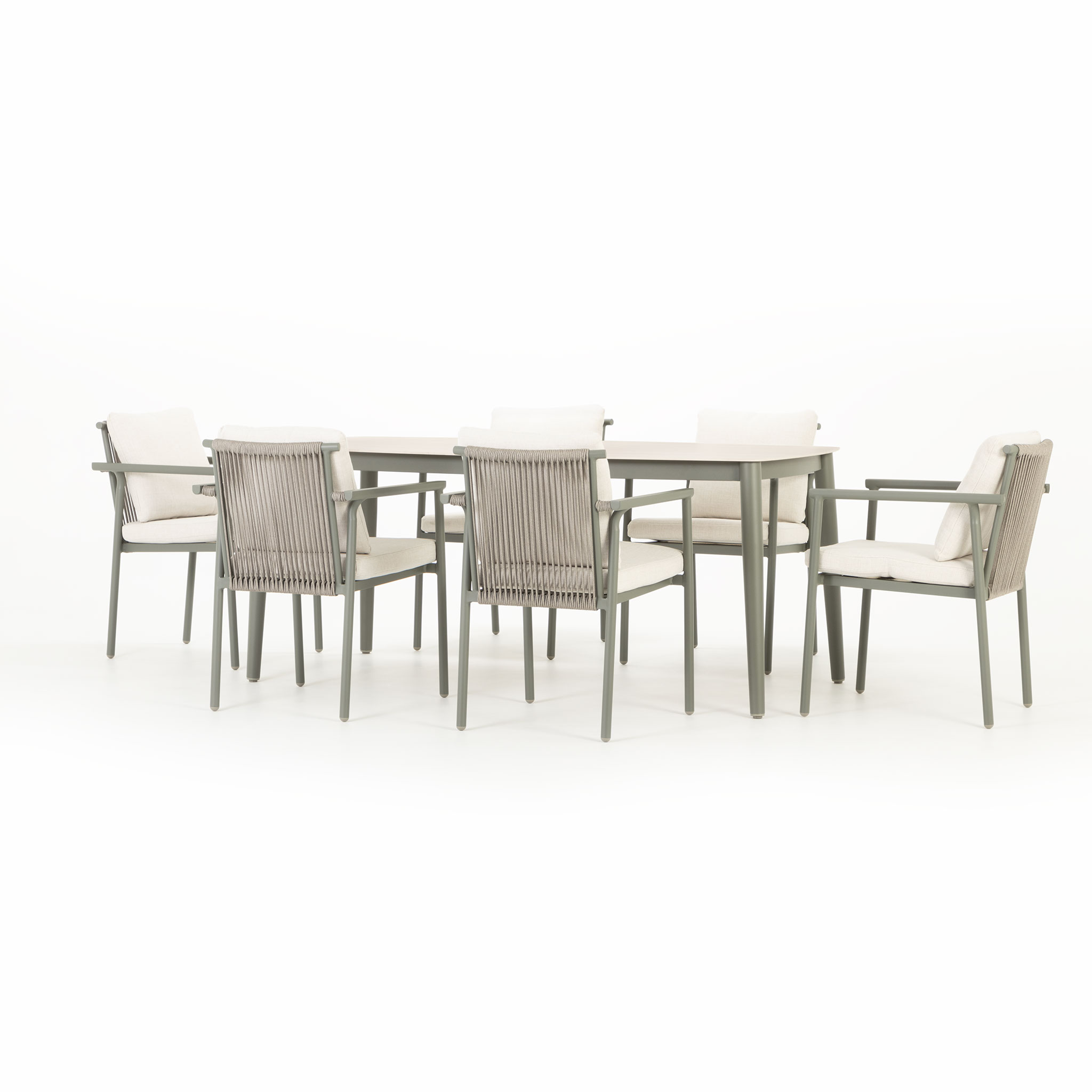 Como 7 Piece Outdoor Dining Set - W180, Green