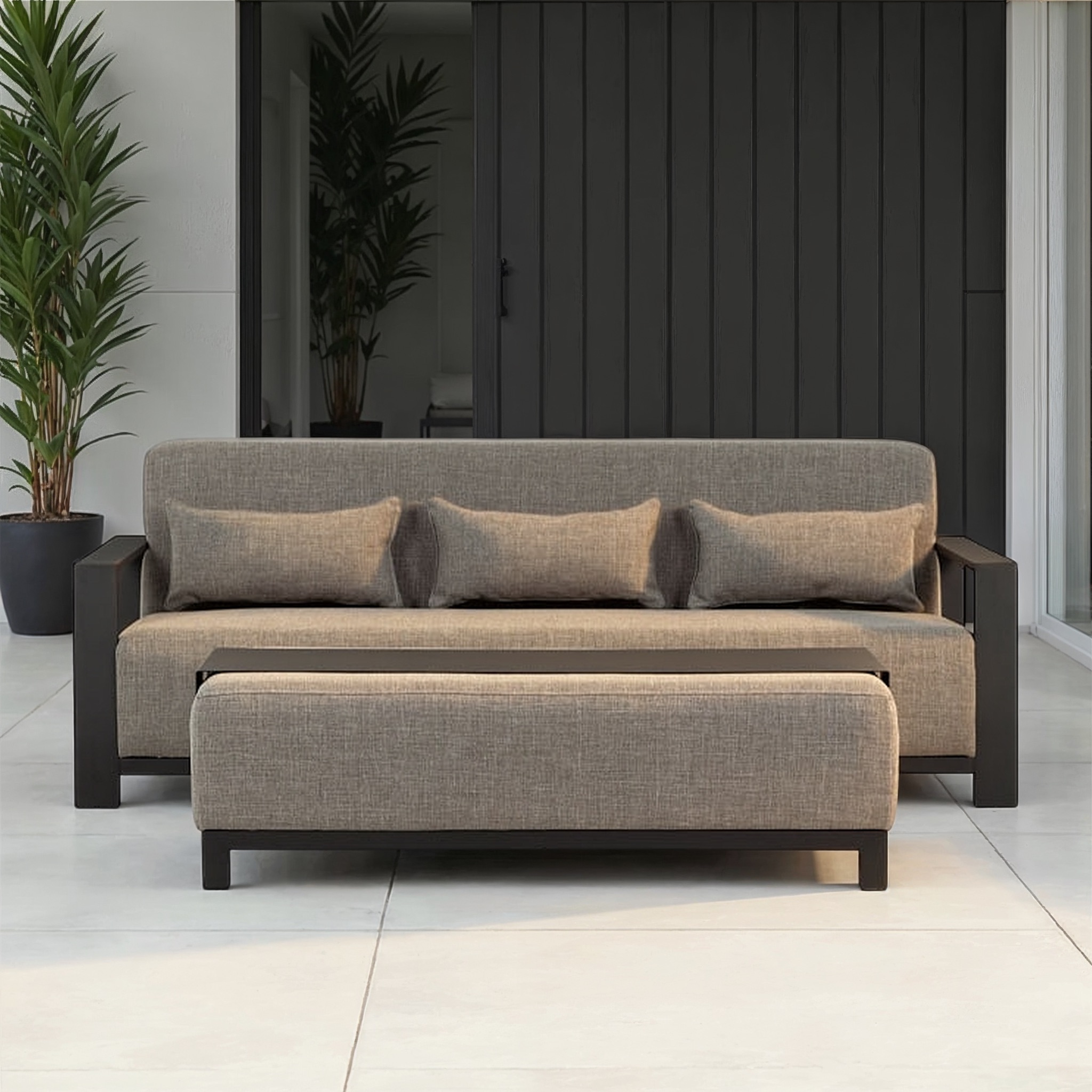 Cyprus 2 Piece Outdoor Lounge Set with Coffee Table, Black