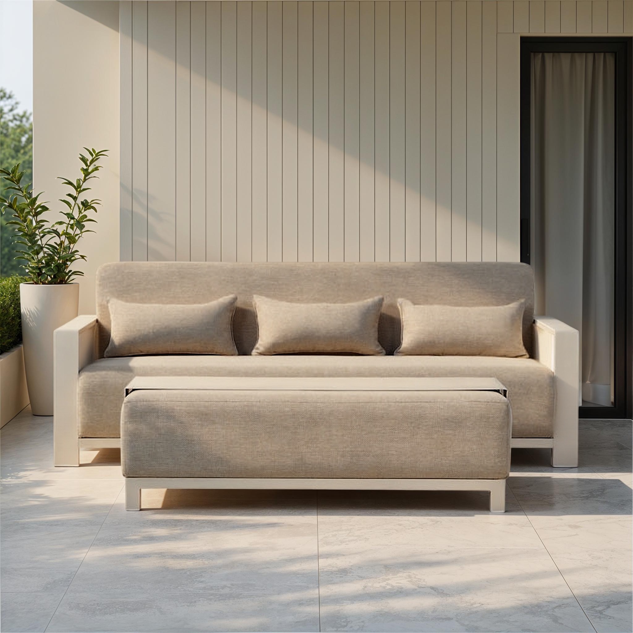 Cyprus 2 Piece Outdoor Lounge Set with Coffee Table, White