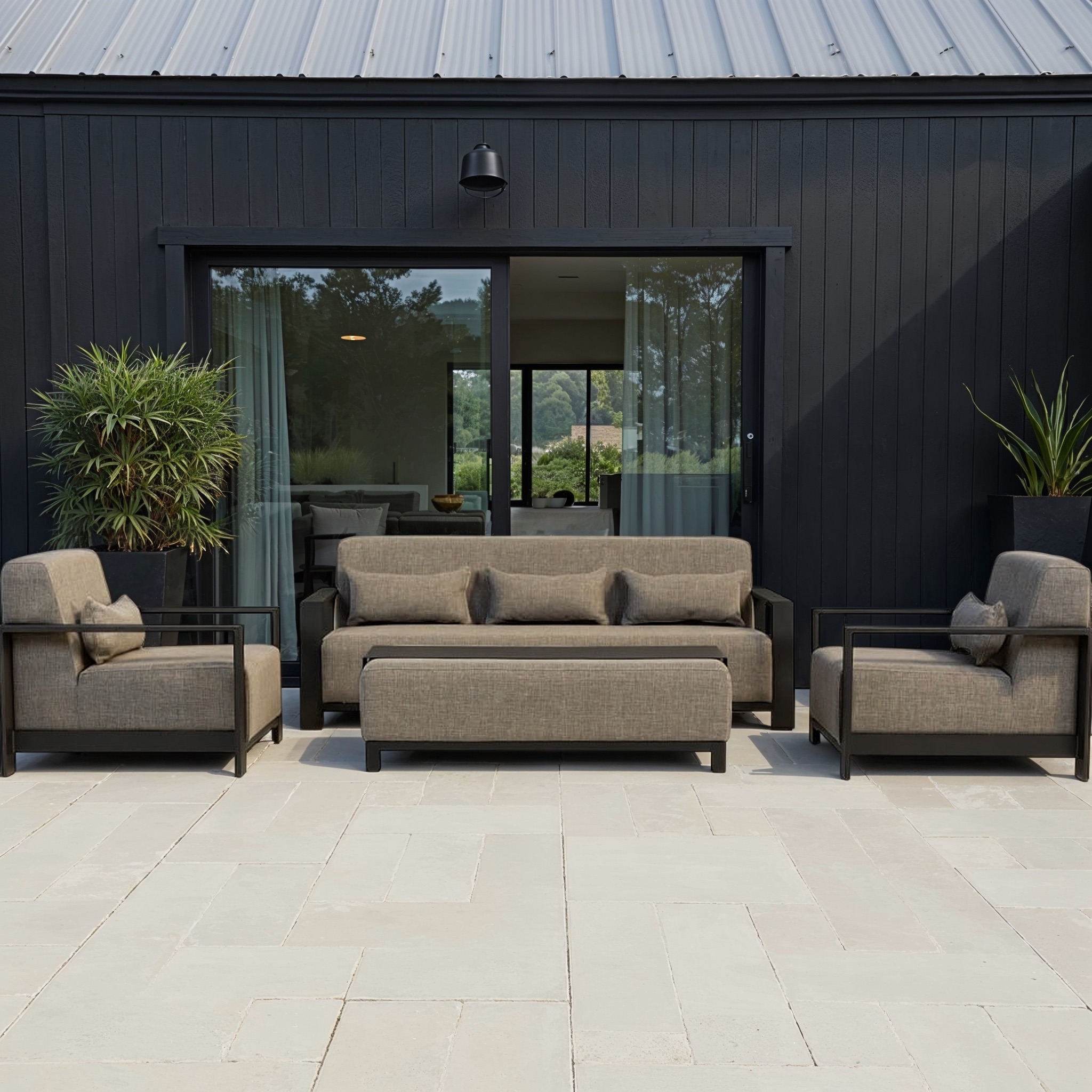 Cyprus 4 Piece Outdoor Lounge Set with Coffee Table, Black