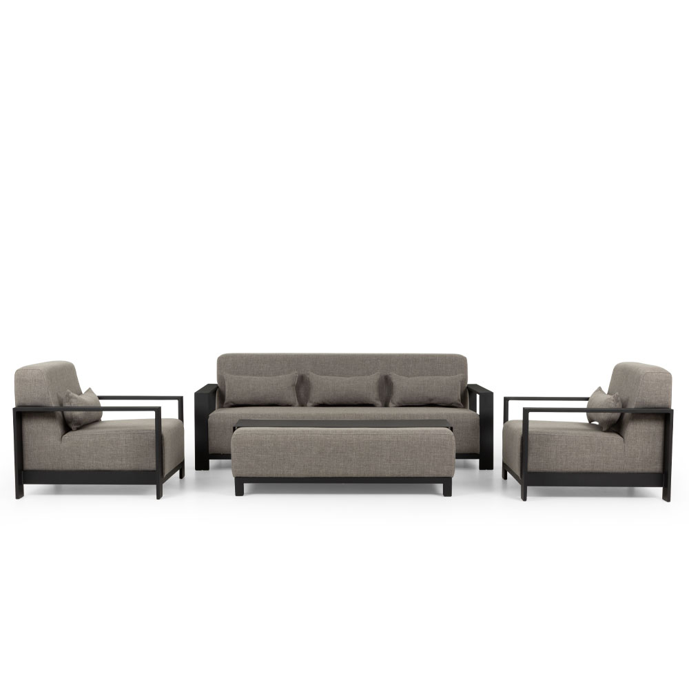 Cyprus 4 Piece Outdoor Lounge Set with Coffee Table, Black