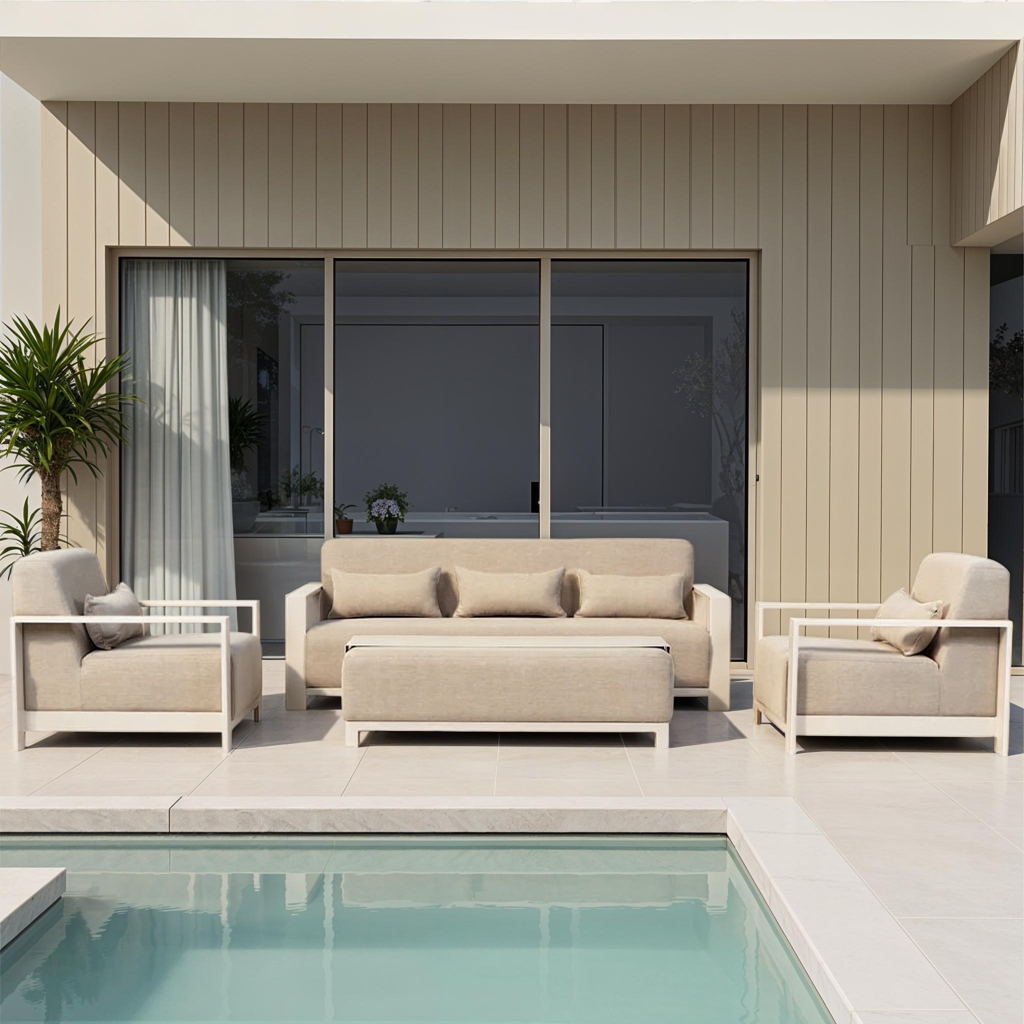 Cyprus 4 Piece Outdoor Lounge Set with Coffee Table, White