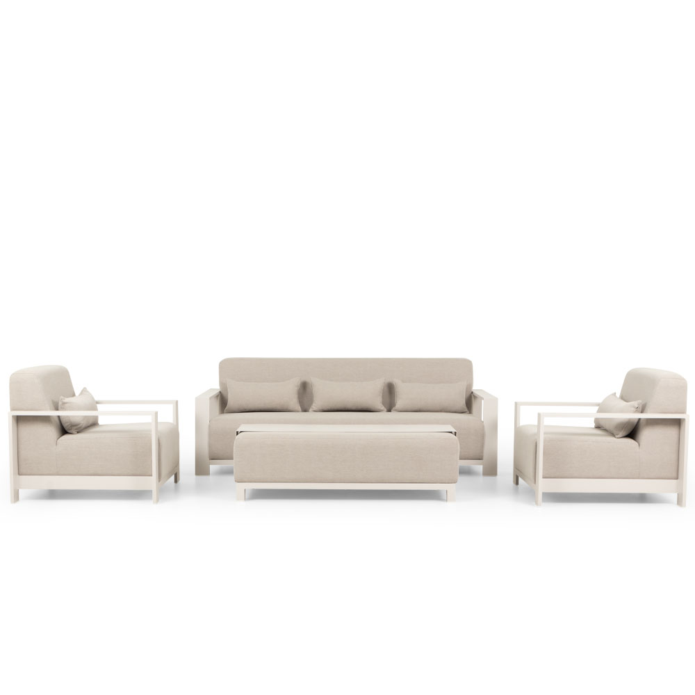 Cyprus 4 Piece Outdoor Lounge Set with Coffee Table, White
