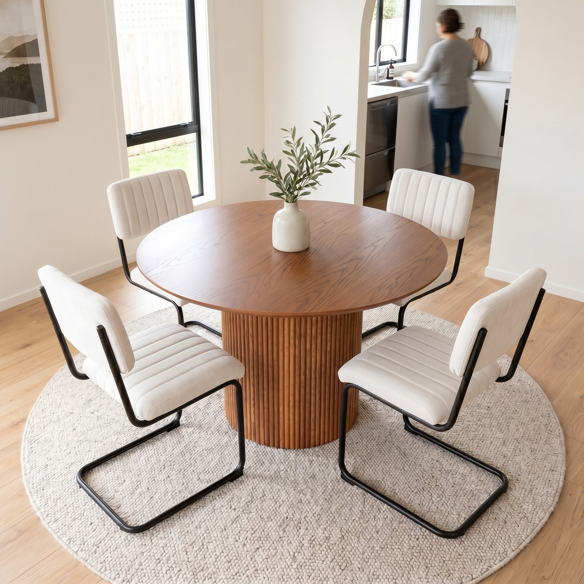 Malmo 5 Piece Dining Set - W120, Light Grey