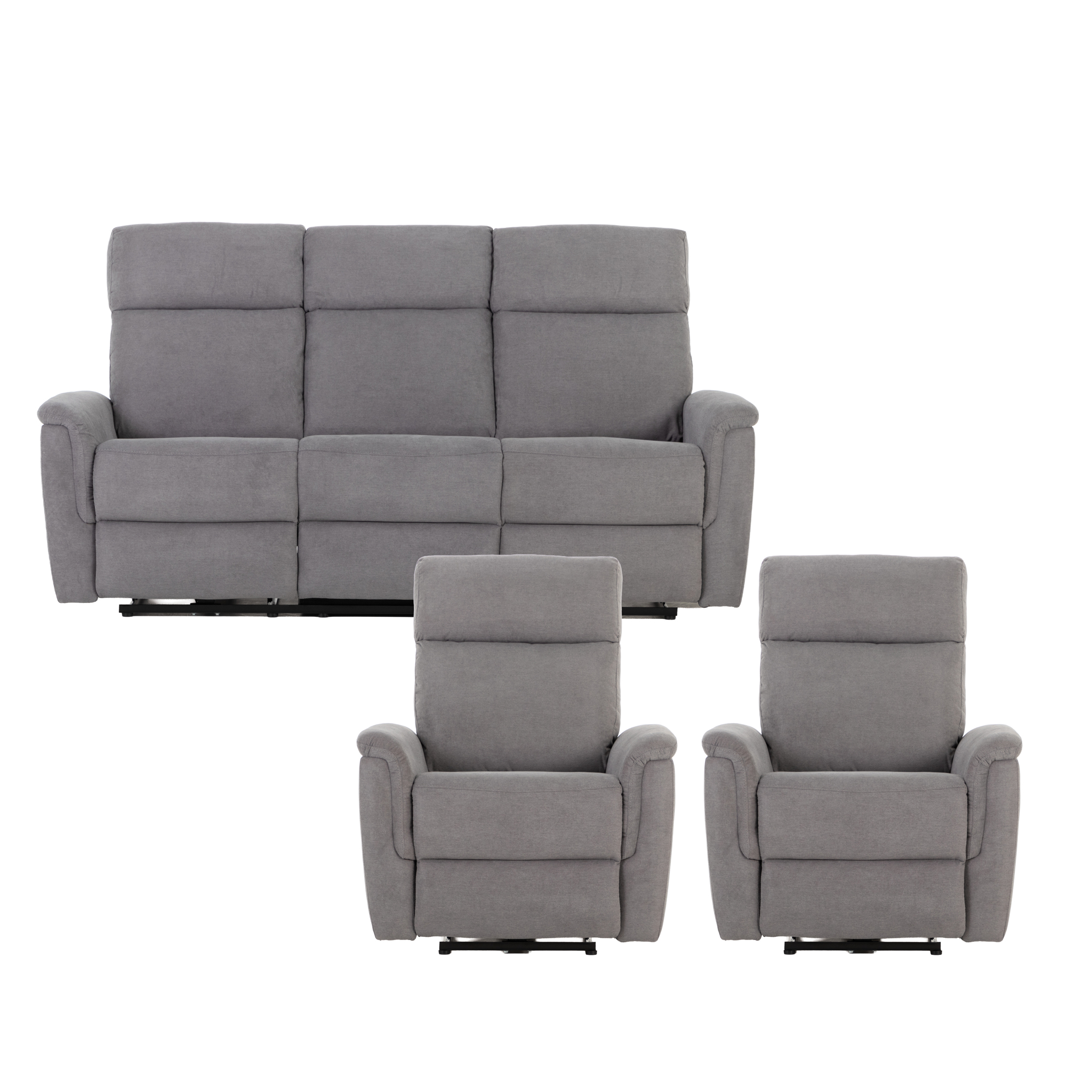 Dion 3 Seater Electric Recliner + 2 Electric Recliner Chairs, Ash