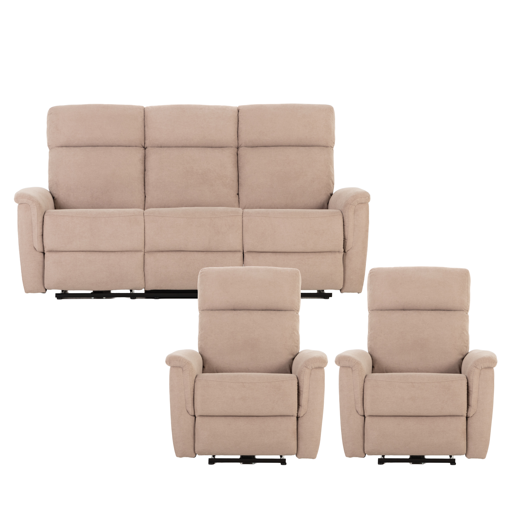 Dion 3 Seater Electric Recliner + 2 Electric Recliner Chairs, Taupe