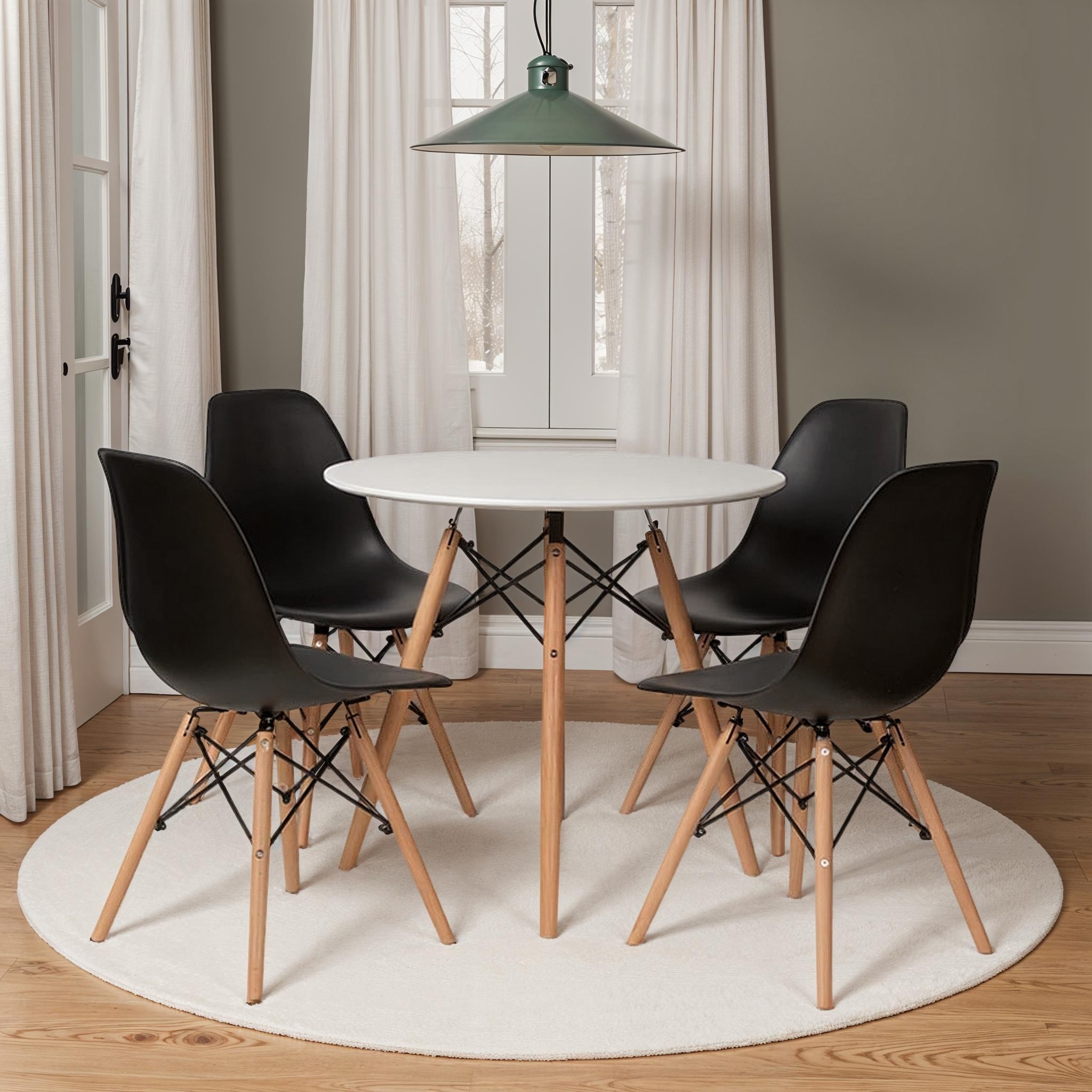 Eames 5 Piece Dining Set - W80, Black