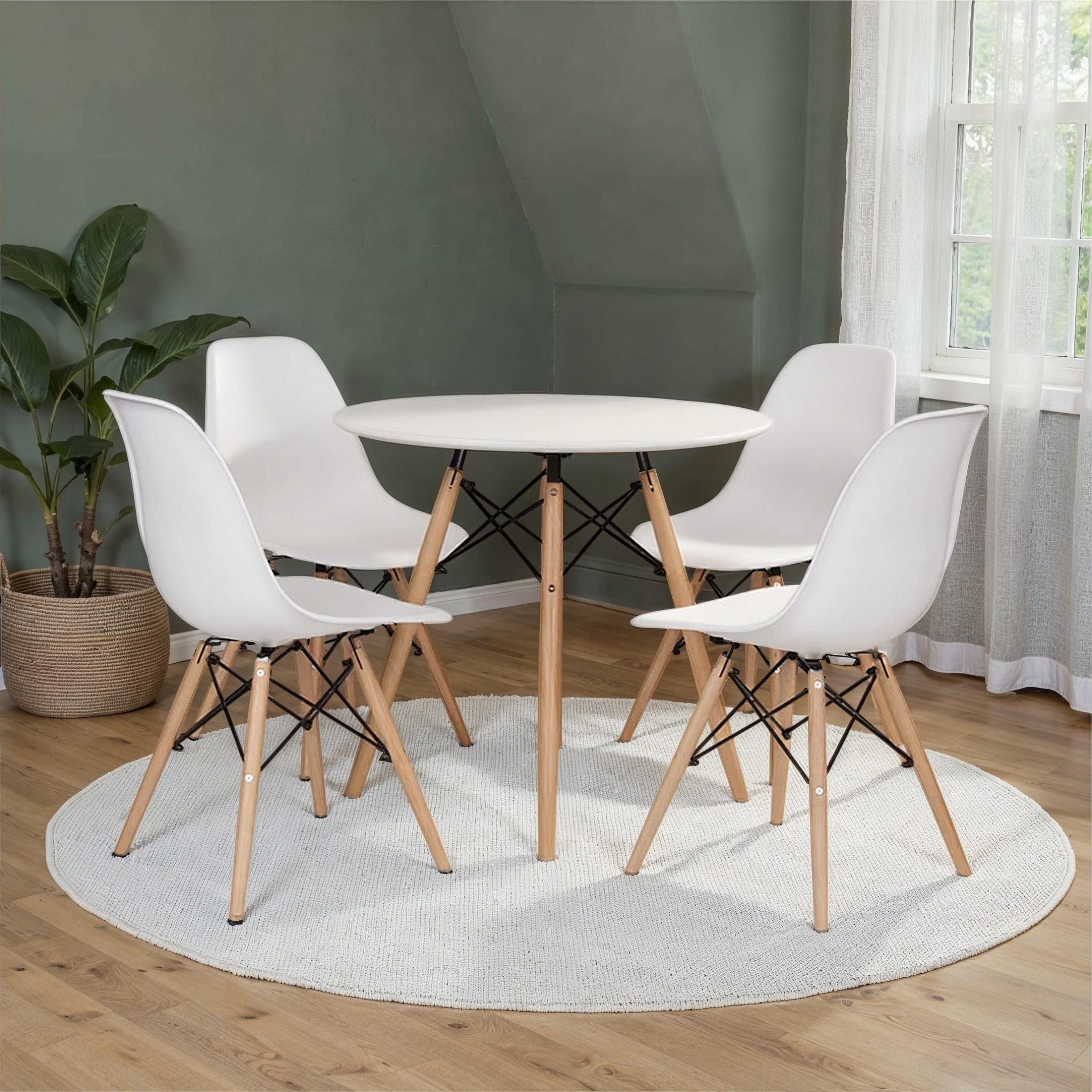 Eames 5 Piece Dining Set - W80, White