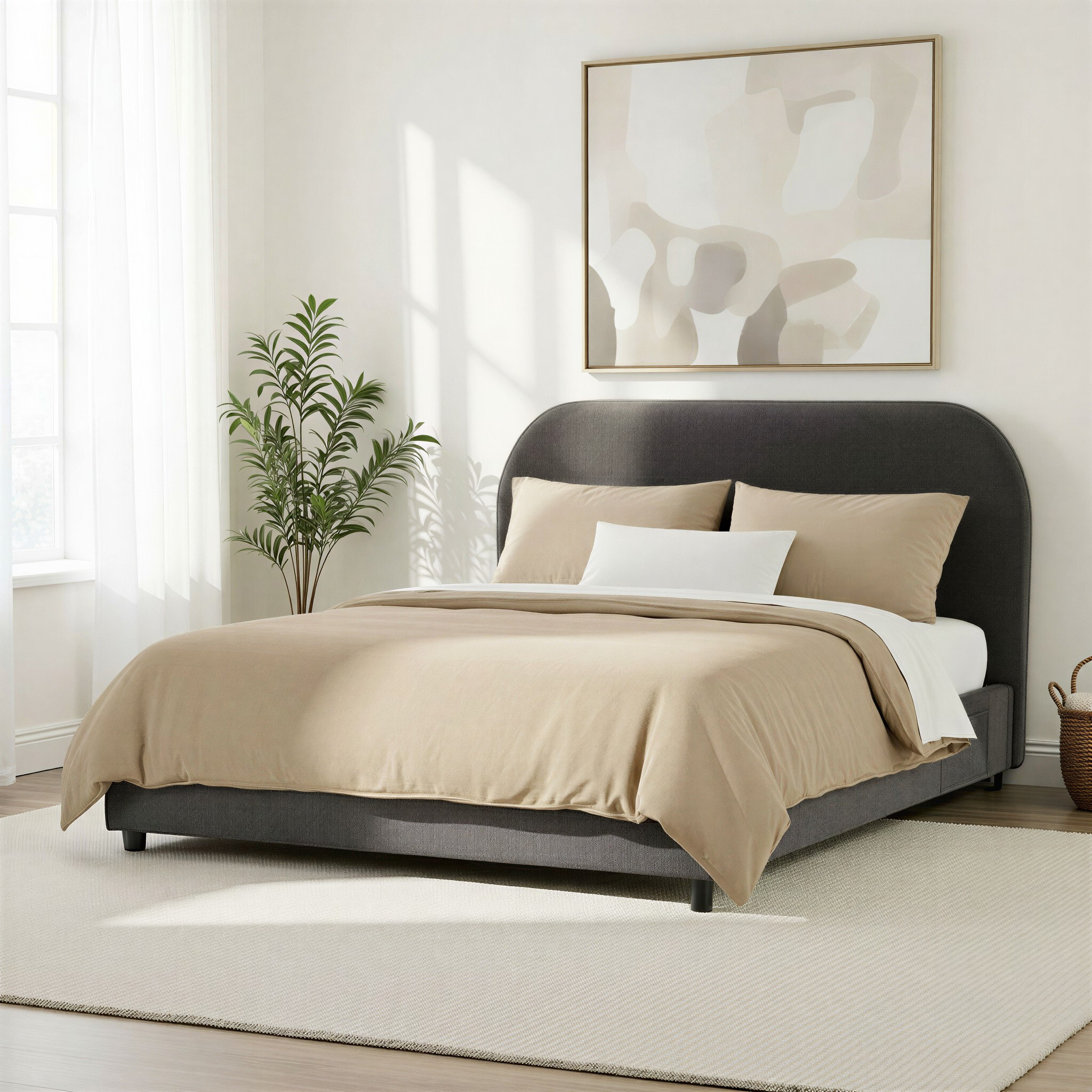 Elise Double Bed Frame, Charcoal