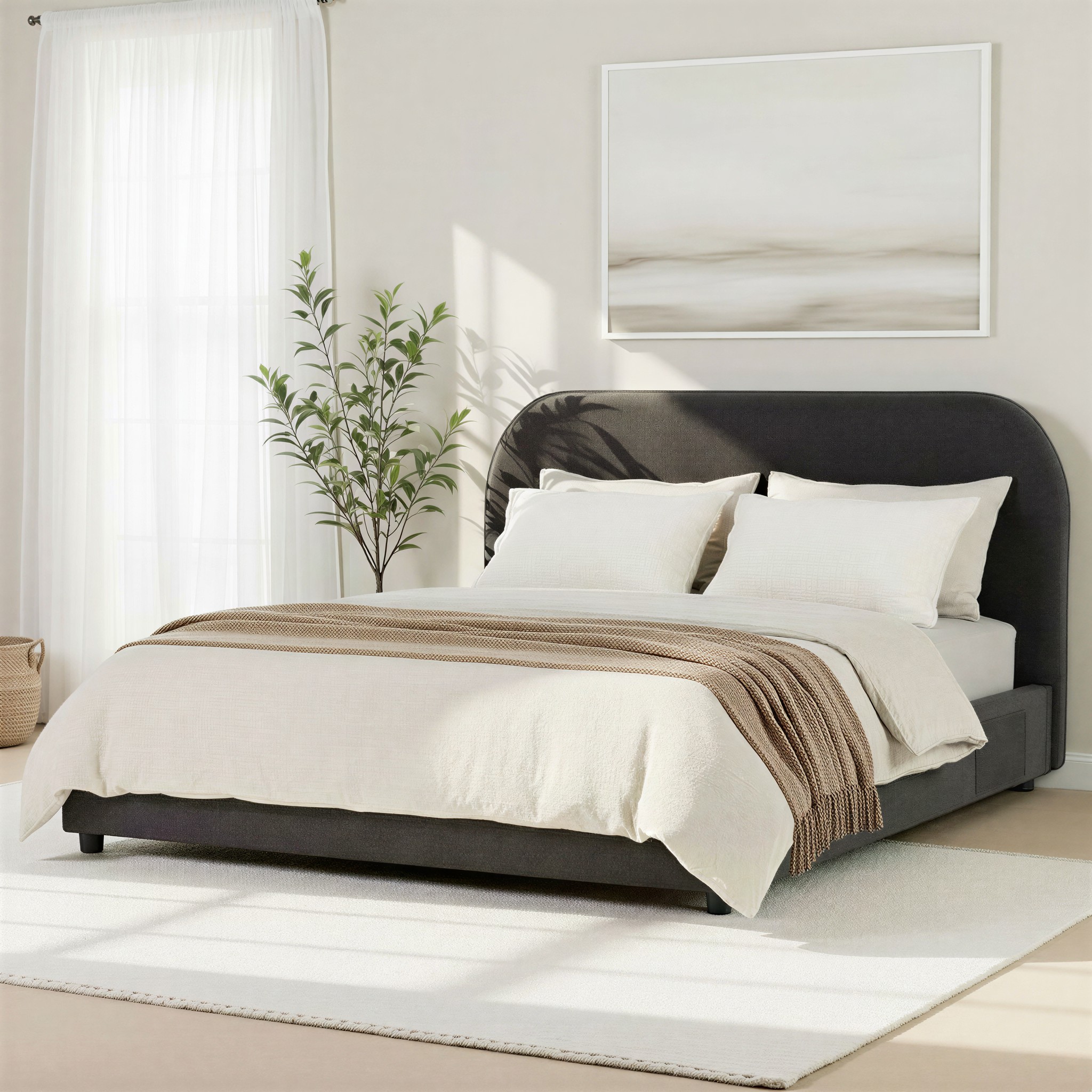 Elise King Bed Frame, Charcoal