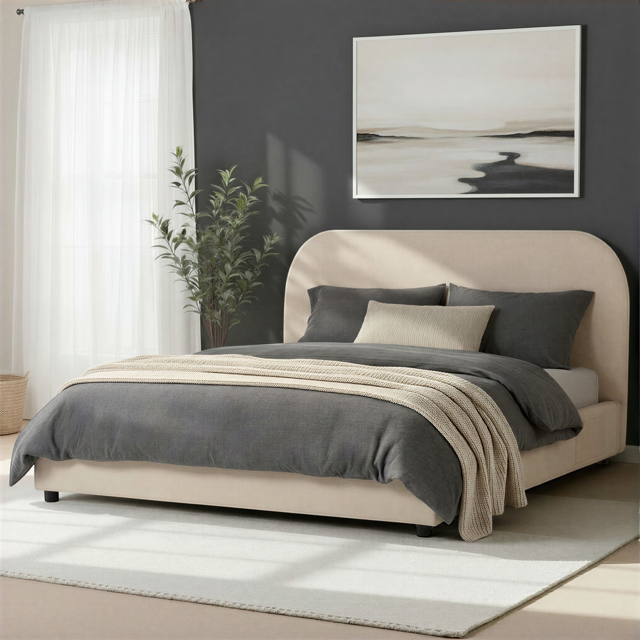 Elise King Bed Frame, Taupe