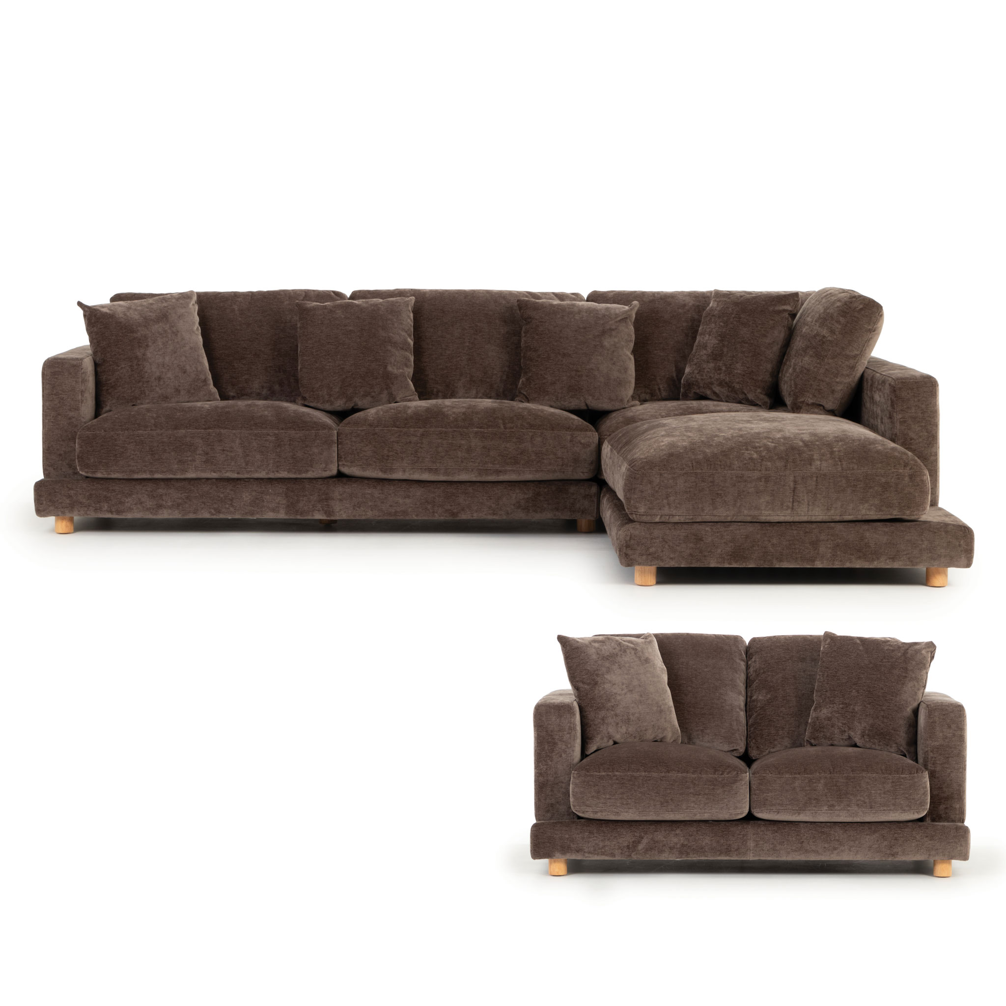 Ella Right Hand Facing Chaise + 2 Seater, Mushroom