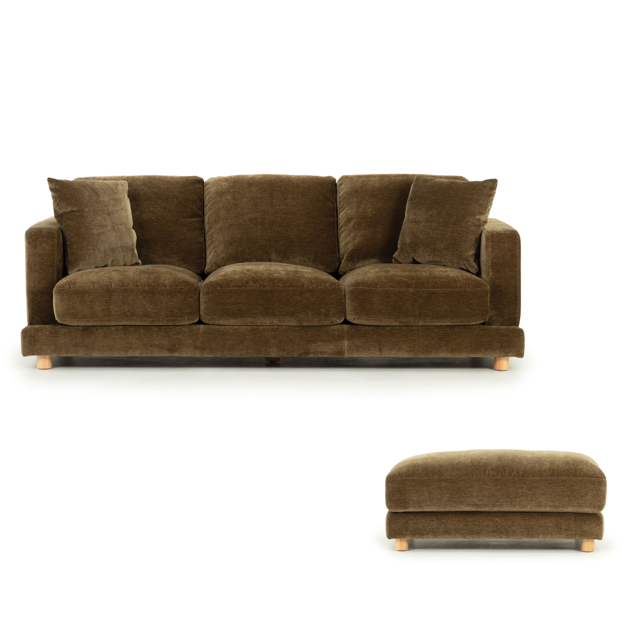 Ella 3 Seater + Ottoman, Olive