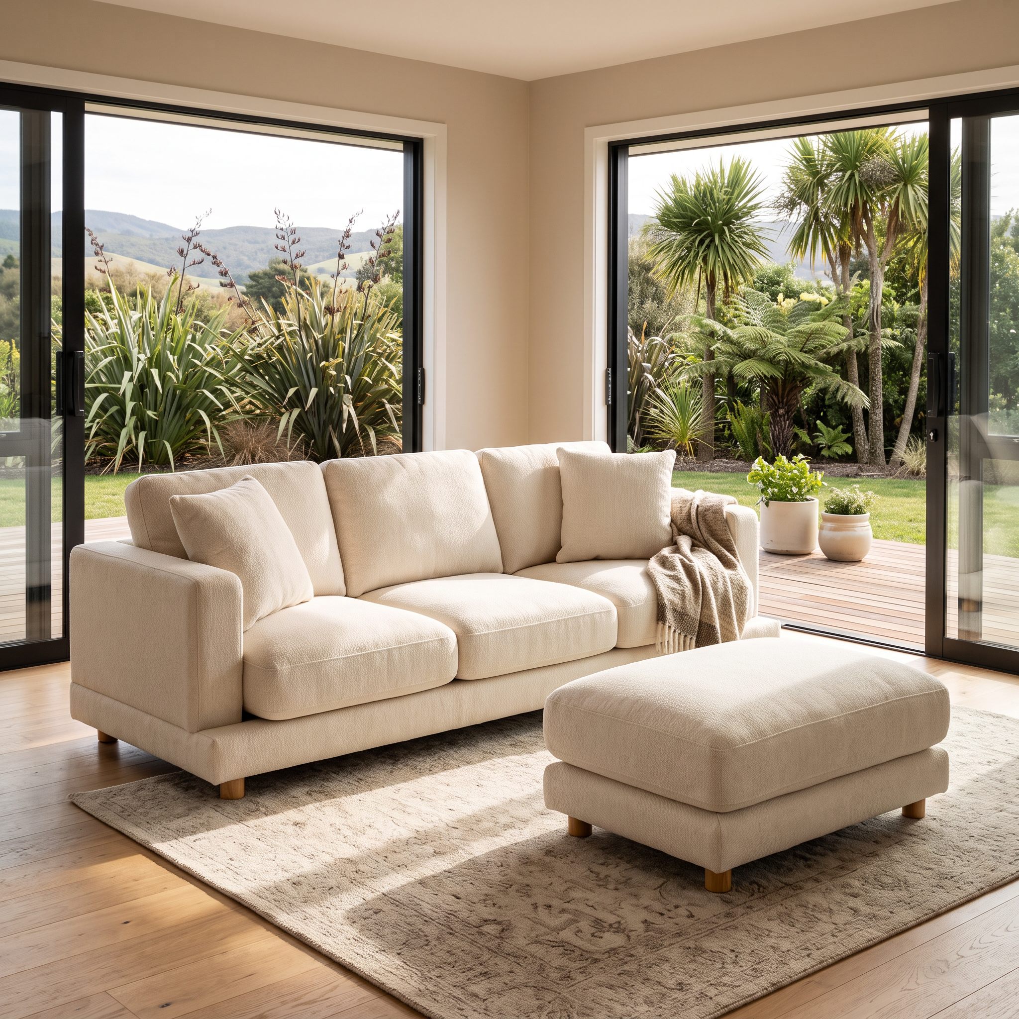 Ella 3 Seater + Ottoman, Oatmeal