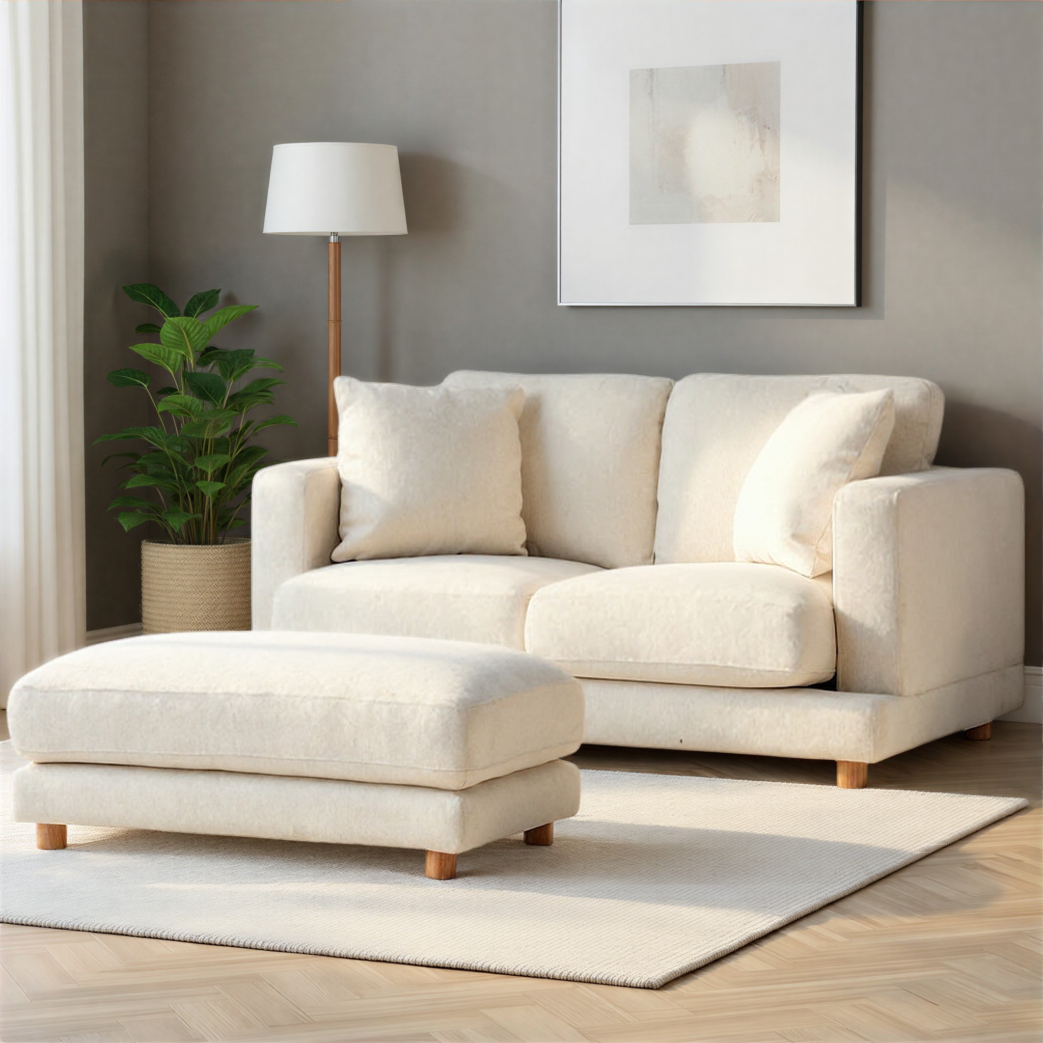 Ella 2 Seater + Ottoman, Oatmeal