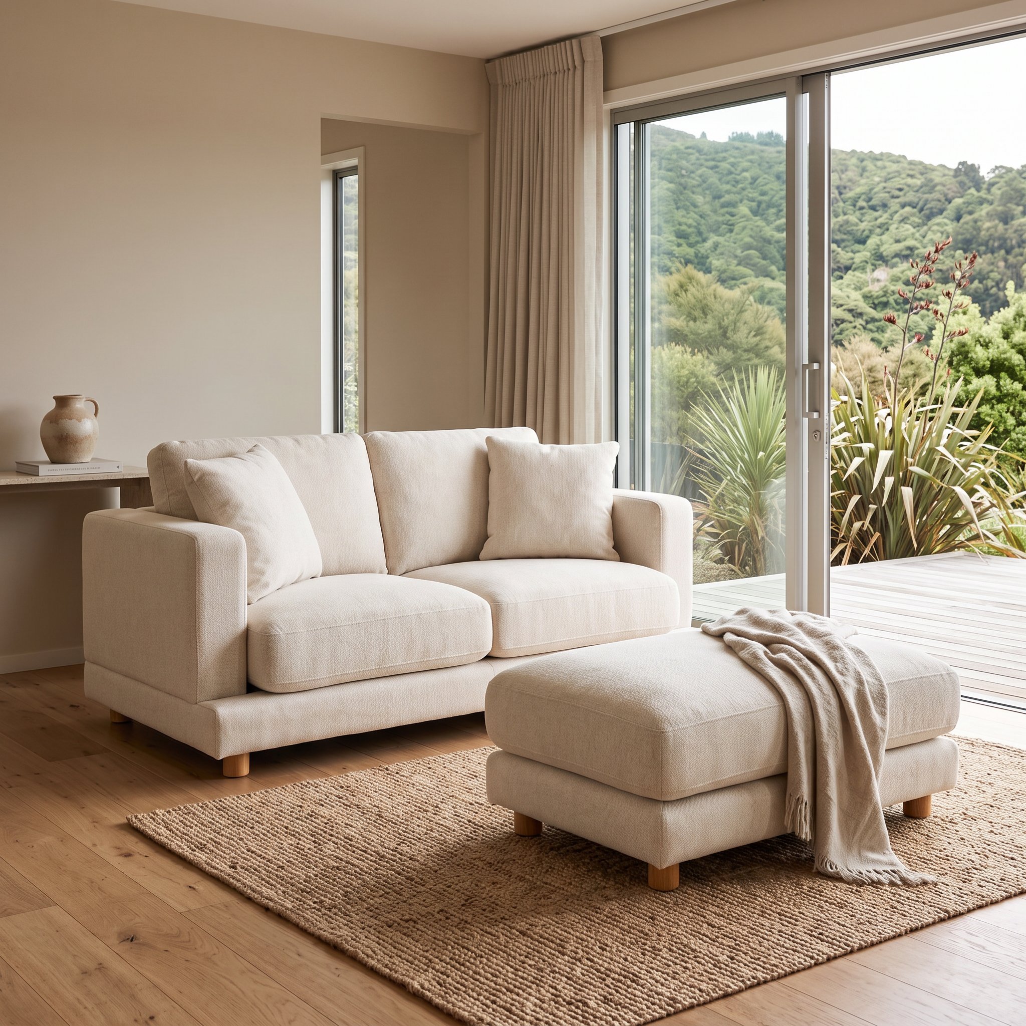 Ella 2 Seater + Ottoman, Oatmeal
