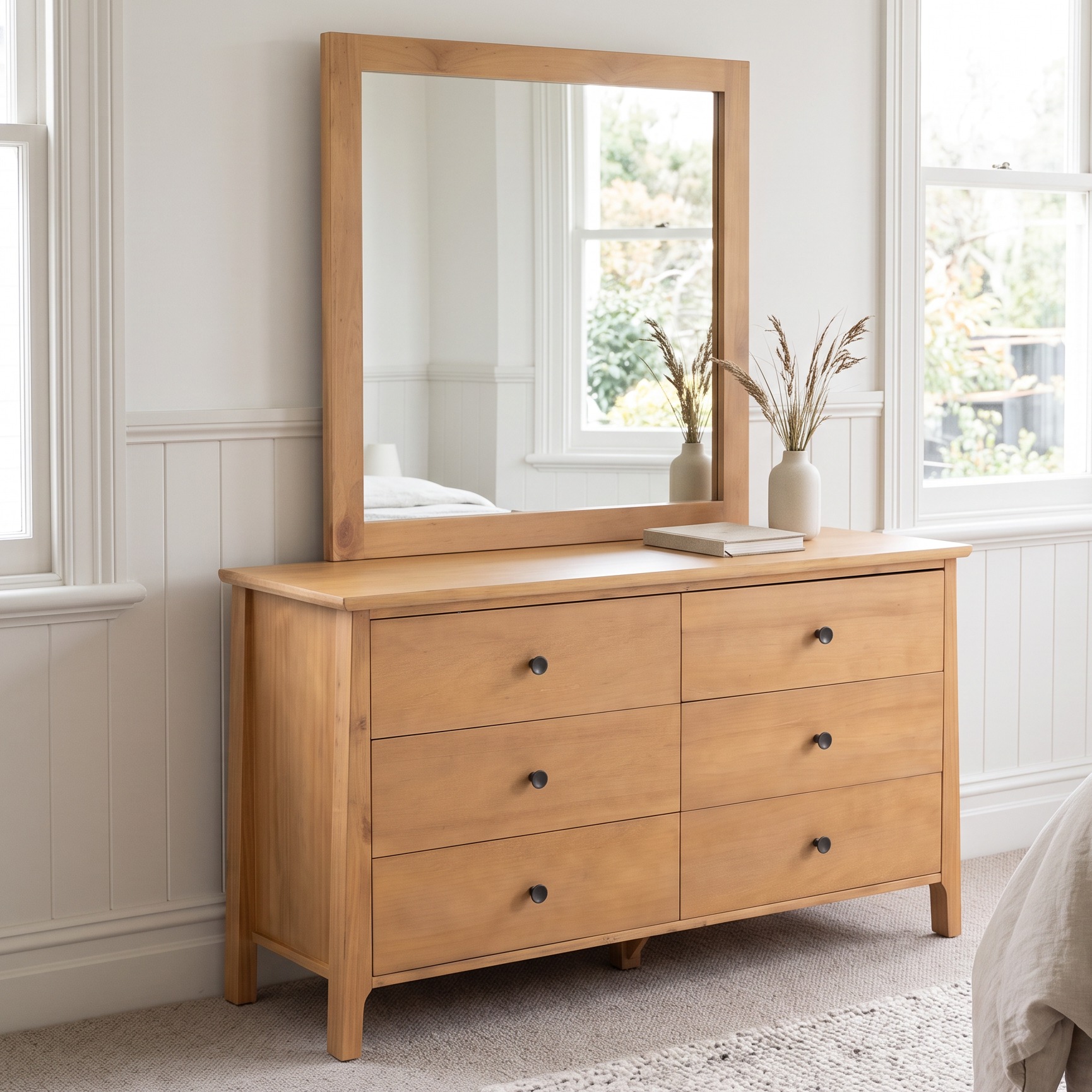 Emery Lowboy & Dresser Mirror, Light