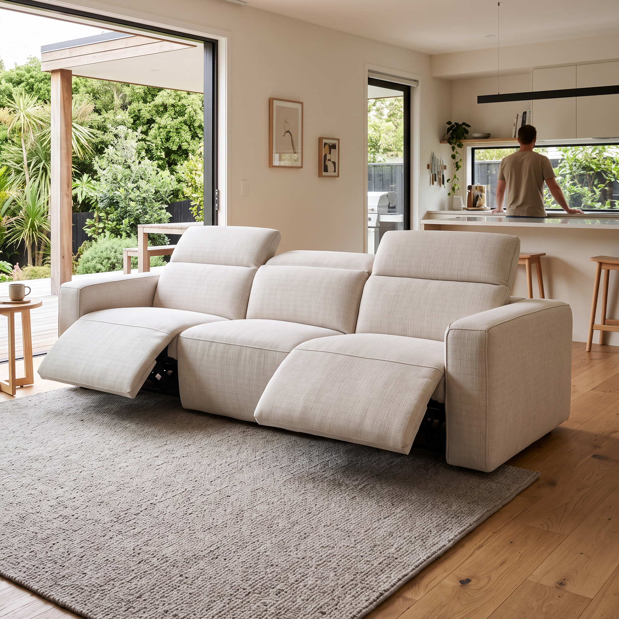 Gianni 3 Seater Modular Recliner Sofa, Natural