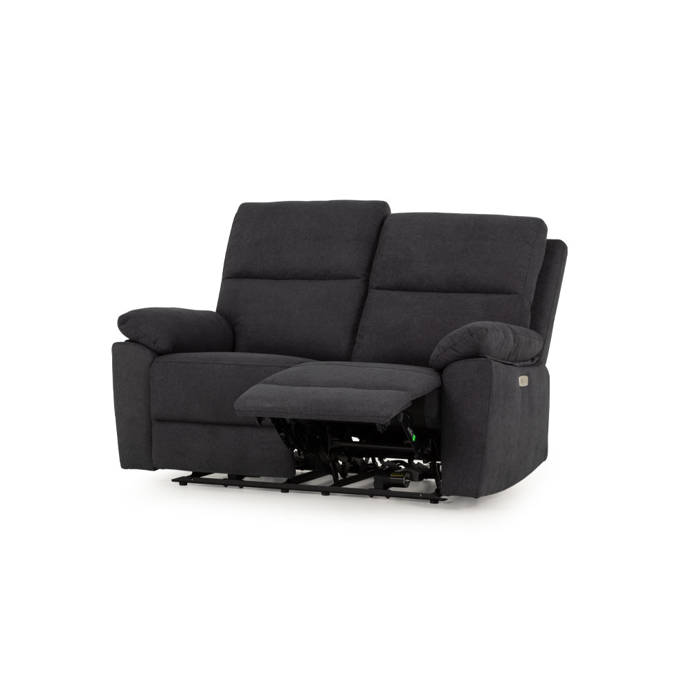 Gracey 3 Seater Electric Recliner + 2 Seater Fabric Electric Recliner, Charcoal
