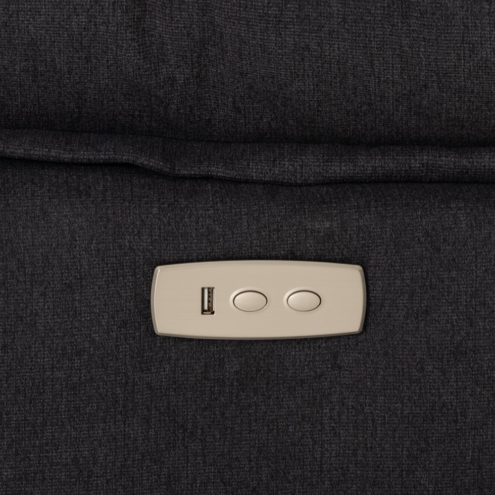 Gracey 3 Seater Electric Recliner + 2 Seater Fabric Electric Recliner, Charcoal