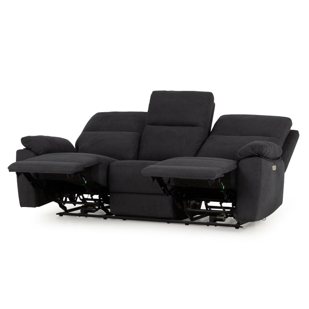 Gracey 3 Seater Electric Recliner + 2 Seater Fabric Electric Recliner, Charcoal