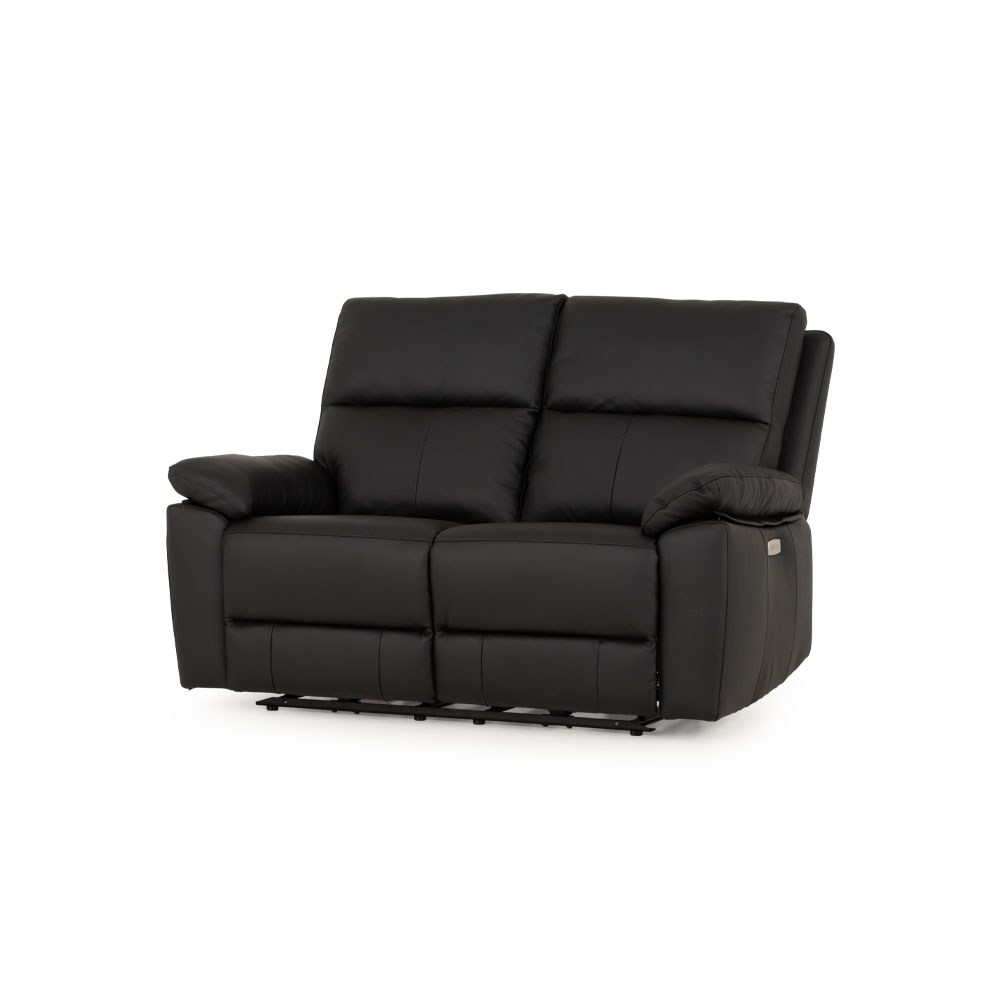 Gracey 3 Seater Electric Recliner + 2 Seater Leather Electric Recliner, Black
