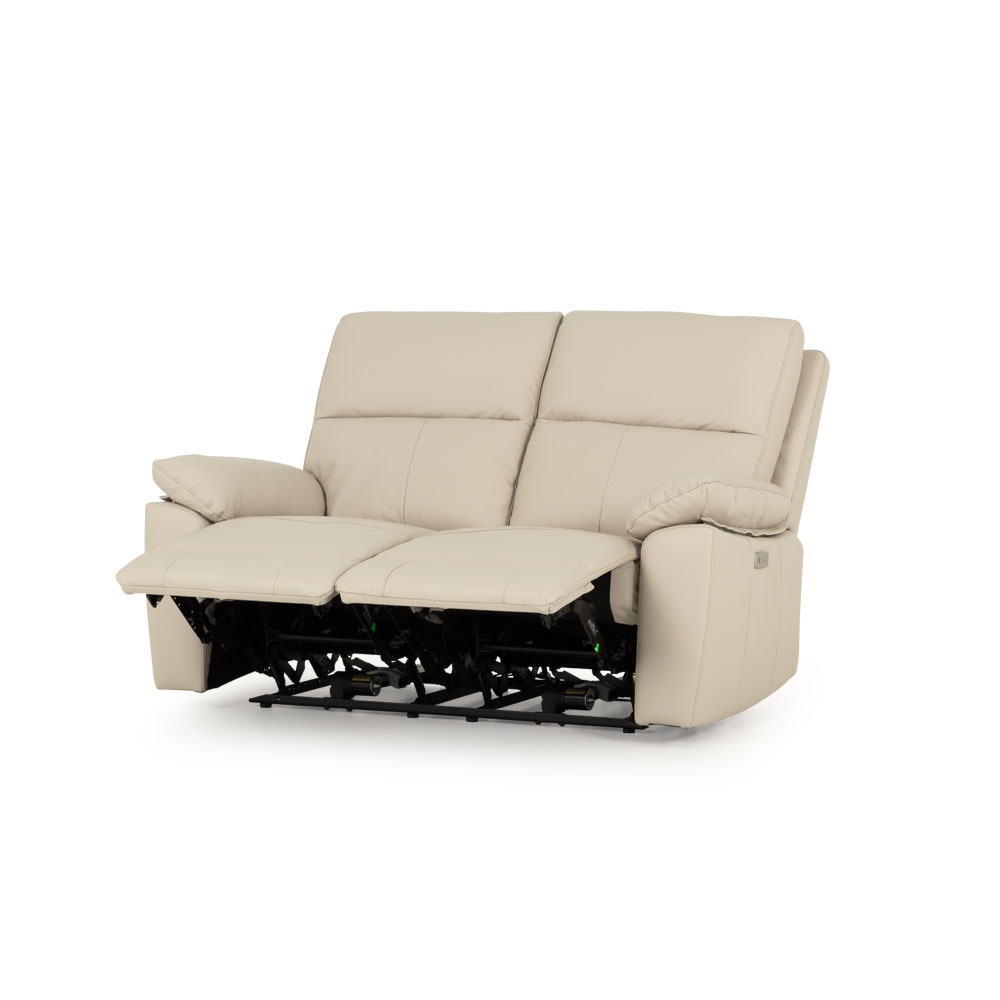 Gracey 3 Seater Electric Recliner + 2 Seater Leather Electric Recliner, Light Grey