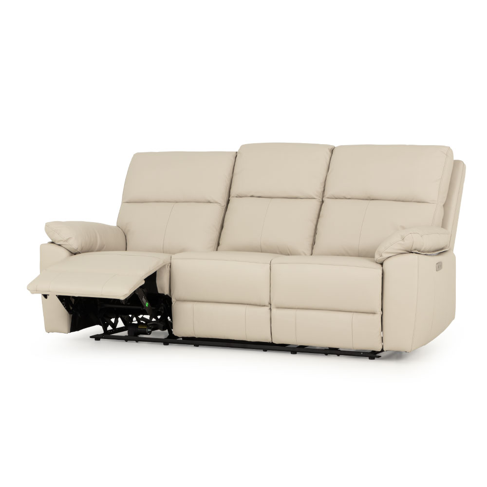 Gracey 3 Seater Electric Recliner + 2 Seater Leather Electric Recliner, Light Grey